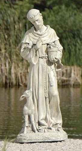18" St Francis Garden Statue with Fawn - Image 2