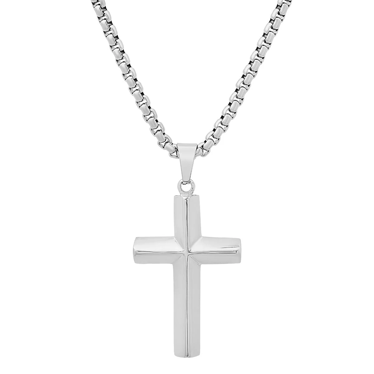 18K Gold Plated Stainless Steel Knife Edge Cross Pendant - Image 4