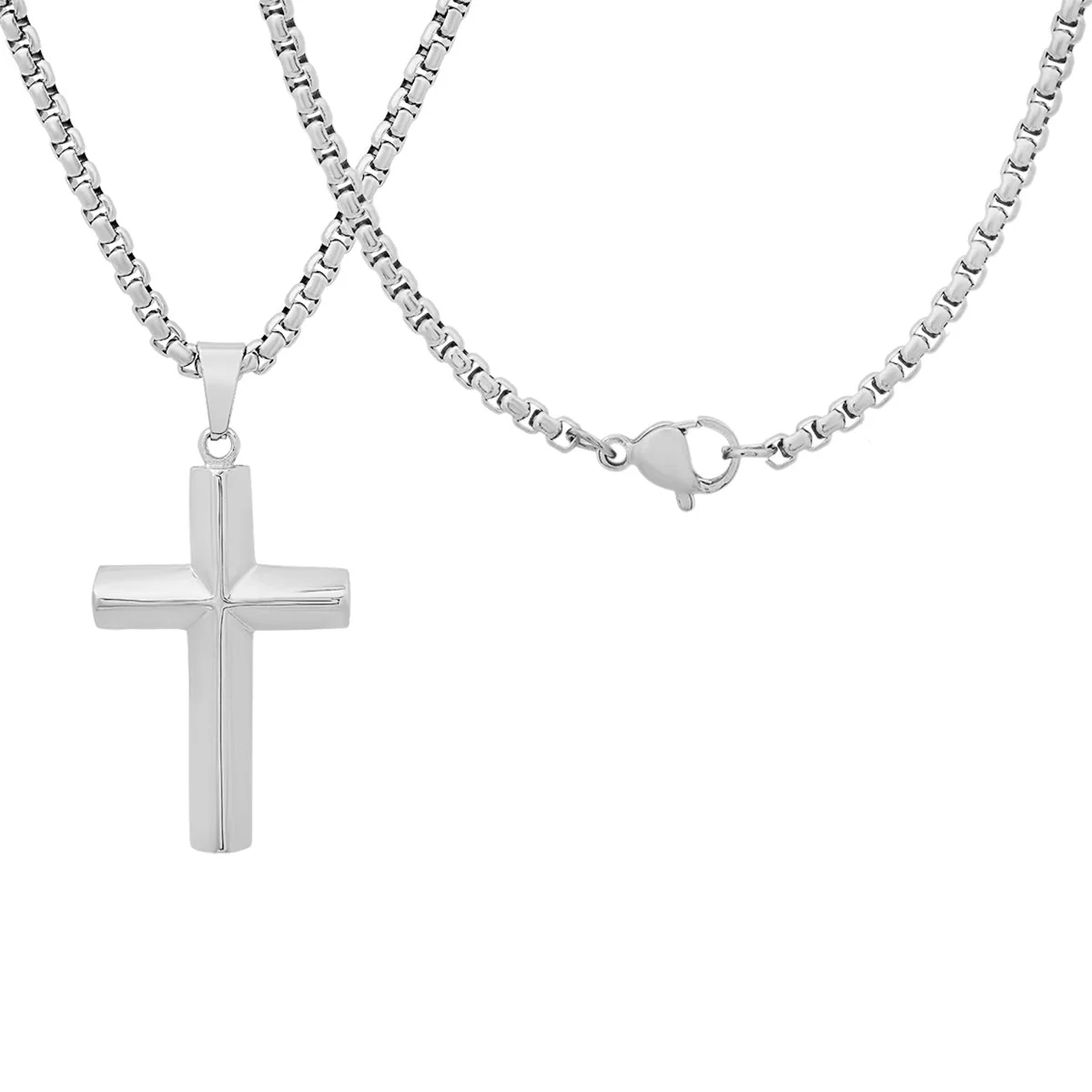 18K Gold Plated Stainless Steel Knife Edge Cross Pendant - Image 5