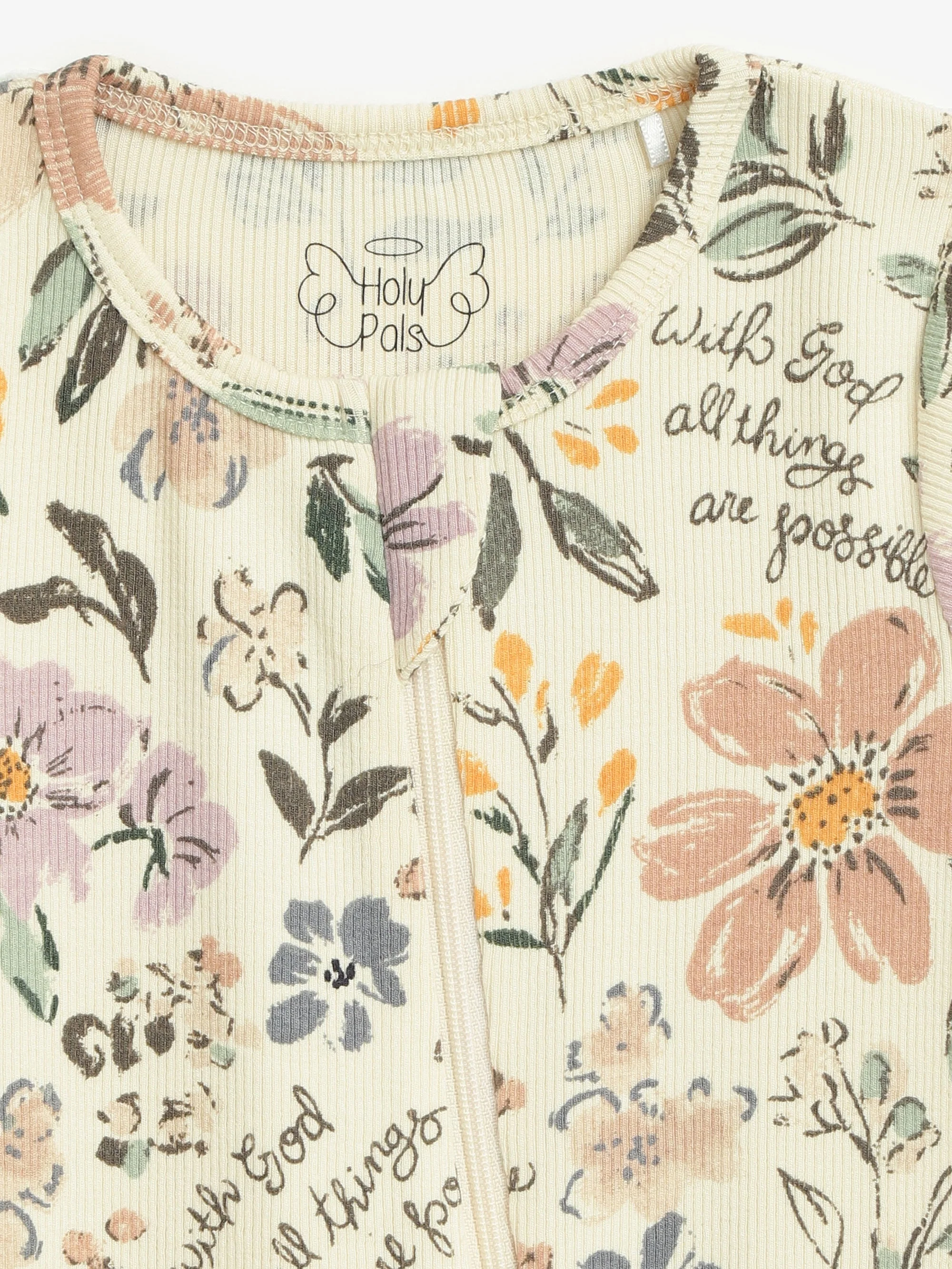 All Things Are Possible Footed Onesie PJ Ribbed Cotton-Bamboo Blend - Image 3