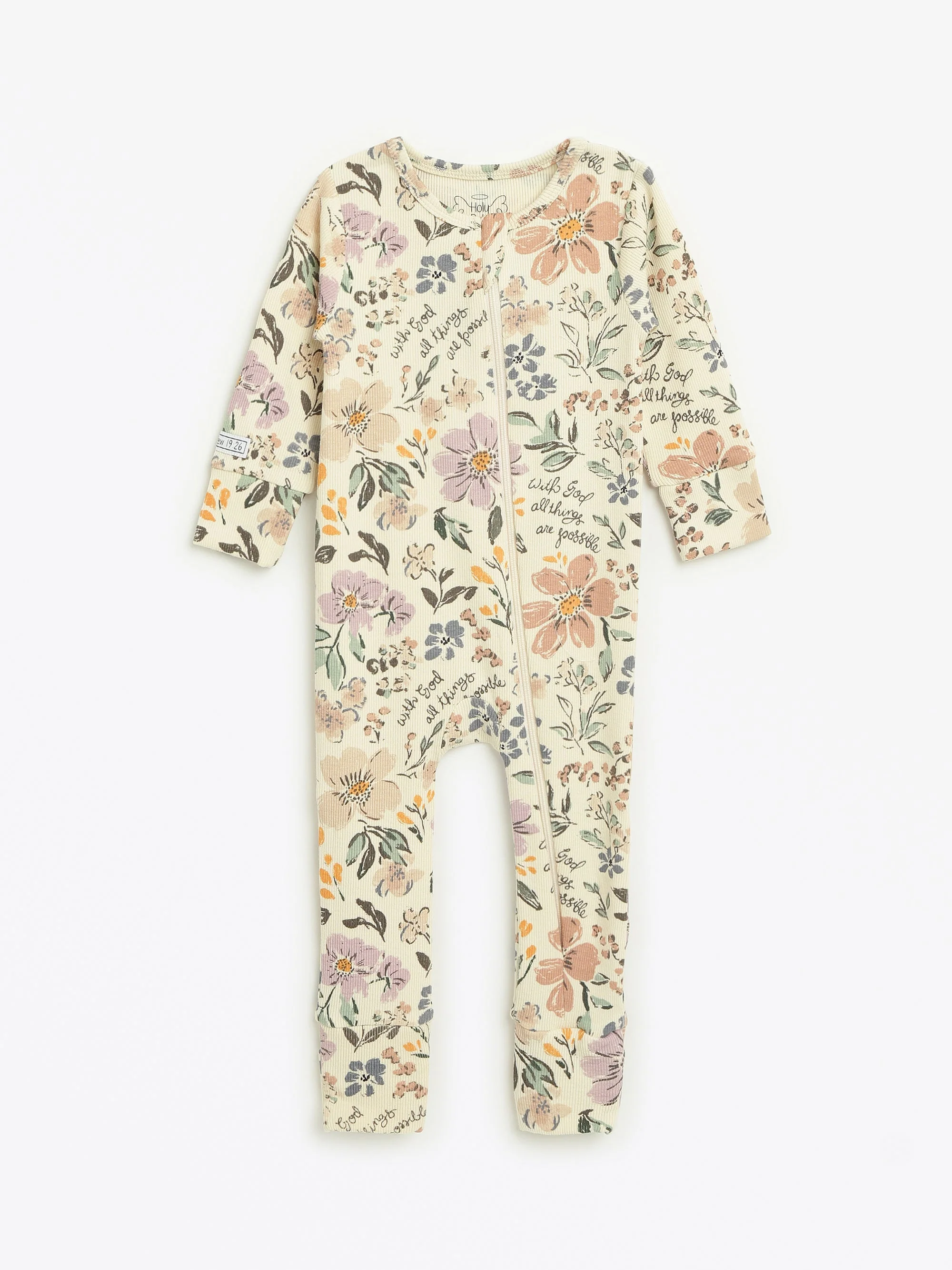 All Things Are Possible Footless Onesie PJ Ribbed Cotton-Bamboo Blend
