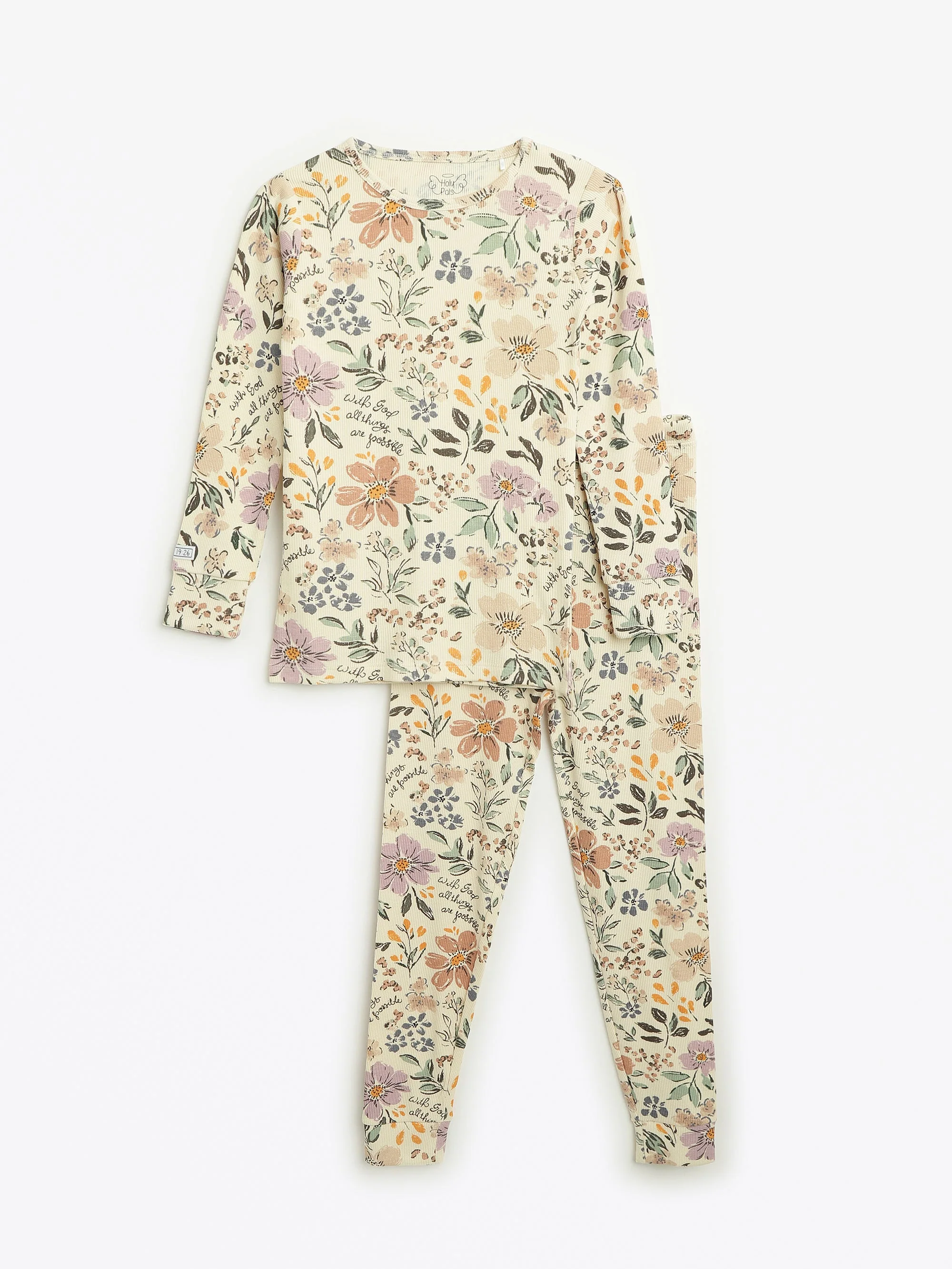 All Things Are Possible PJ Long Sleeve Set Ribbed Cotton-Bamboo Blend