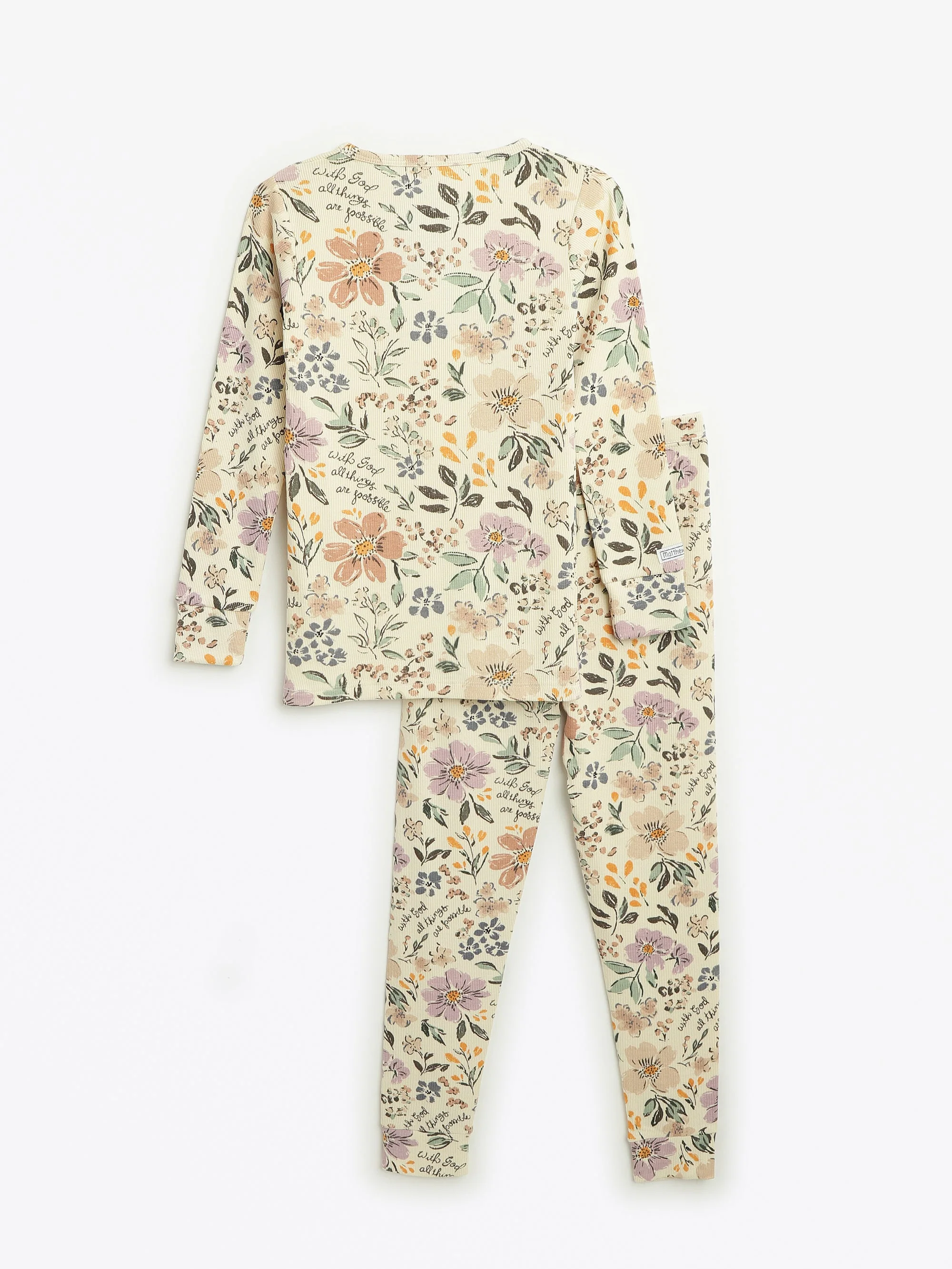 All Things Are Possible PJ Long Sleeve Set Ribbed Cotton-Bamboo Blend - Image 3