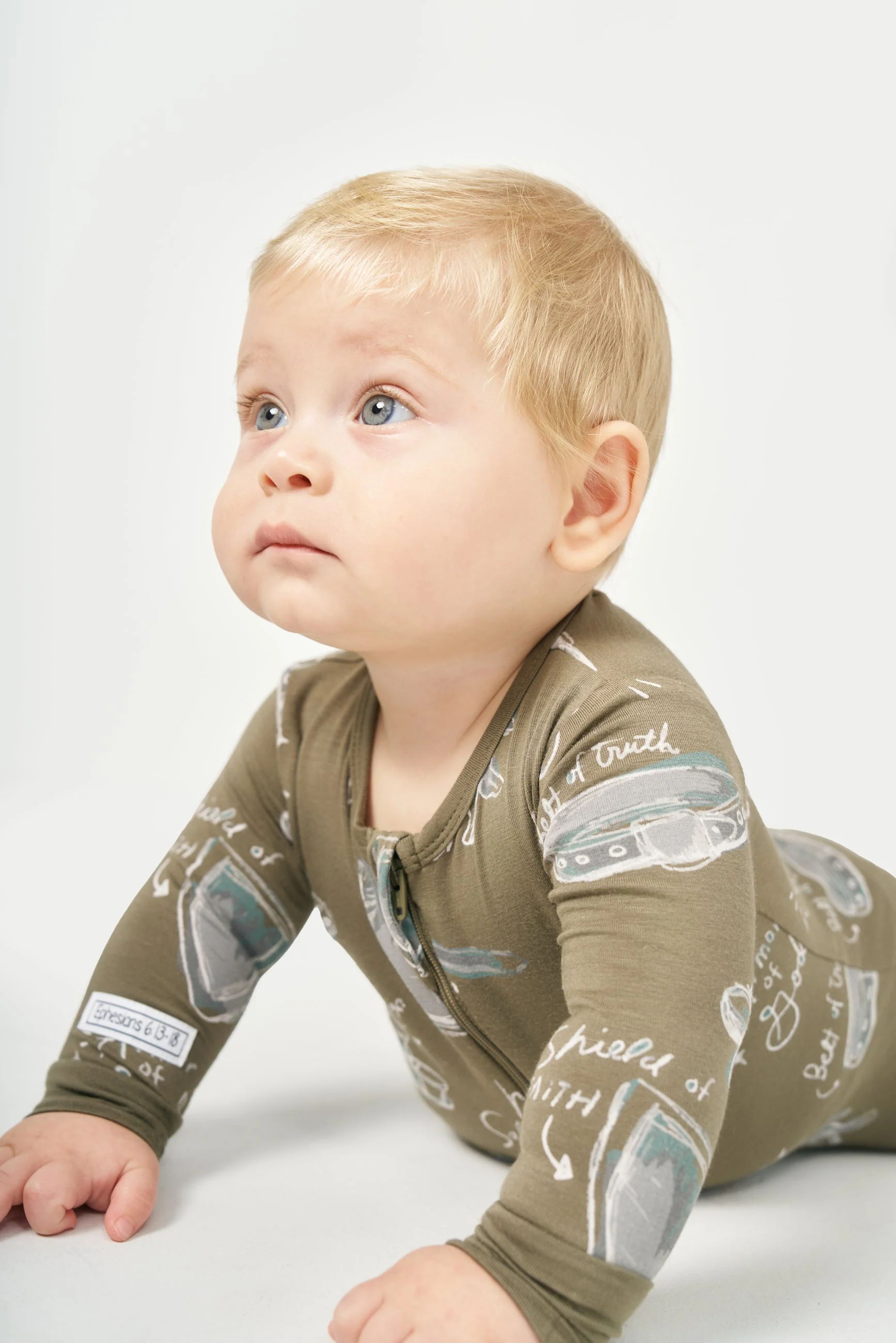 Armor of God Green PJ Footed Onesie Bamboo