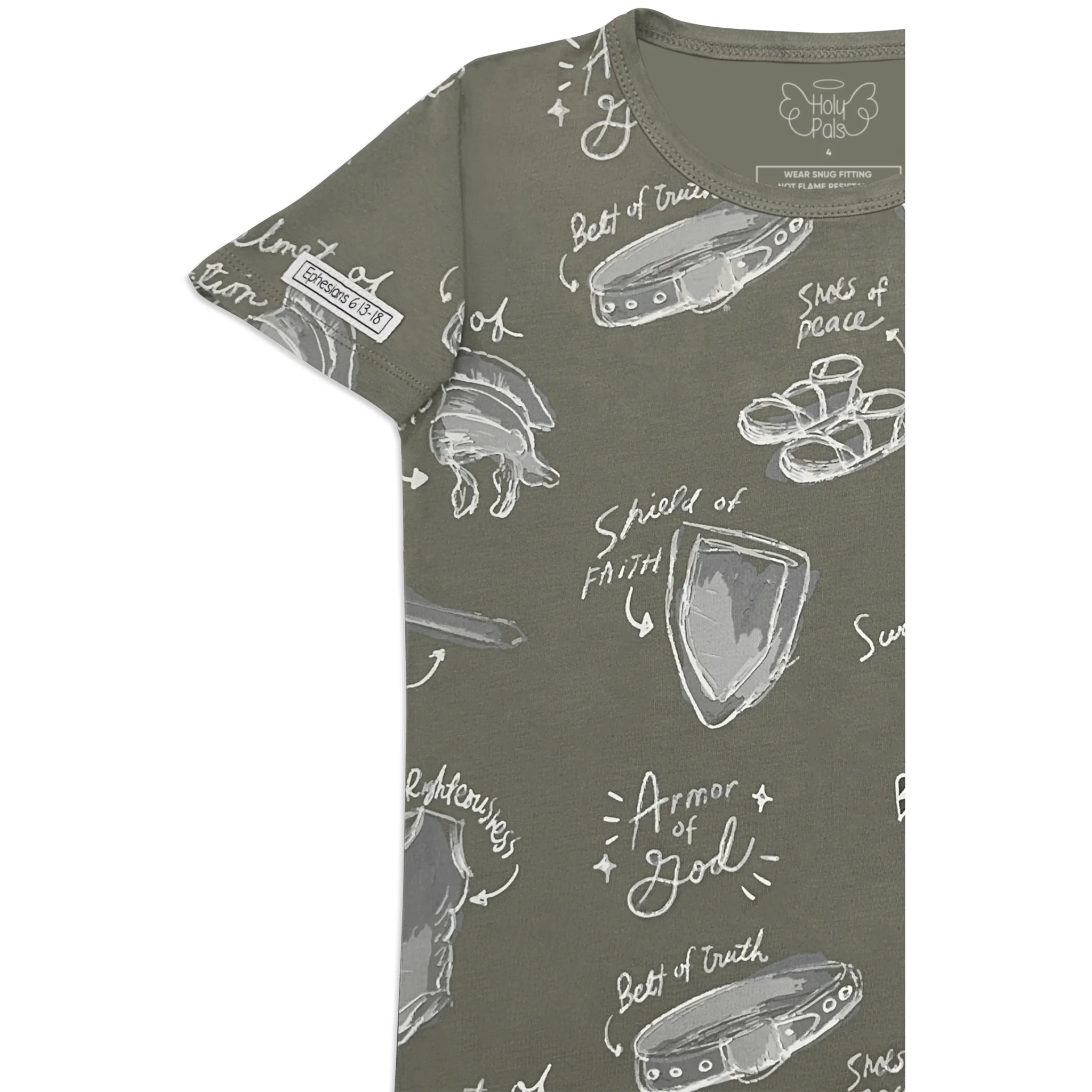 Armor of God Green PJ Short Sleeve & Pants Set Bamboo - Image 5
