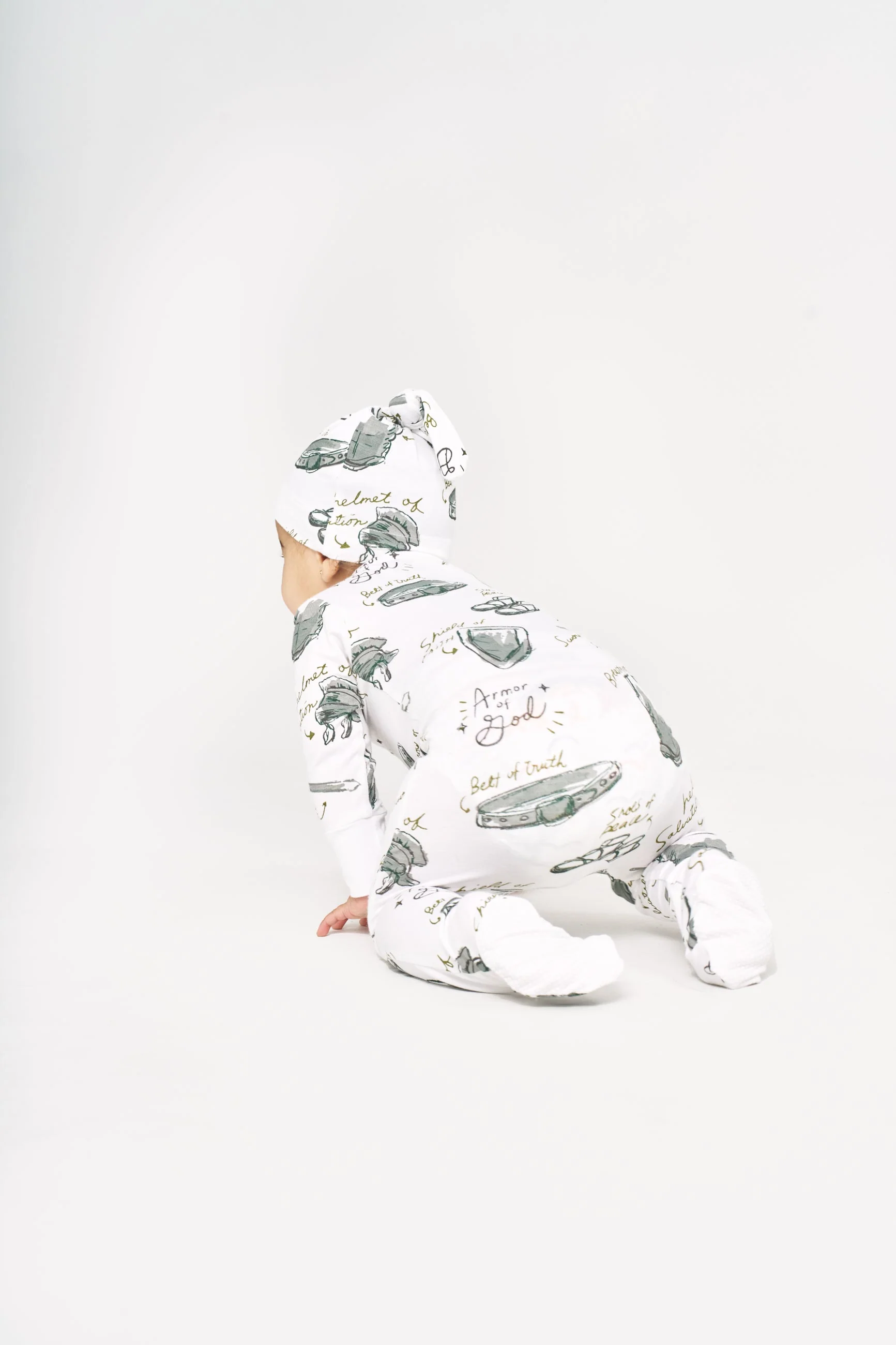 Armor of God White PJ Footed Onesie Bamboo - Image 2