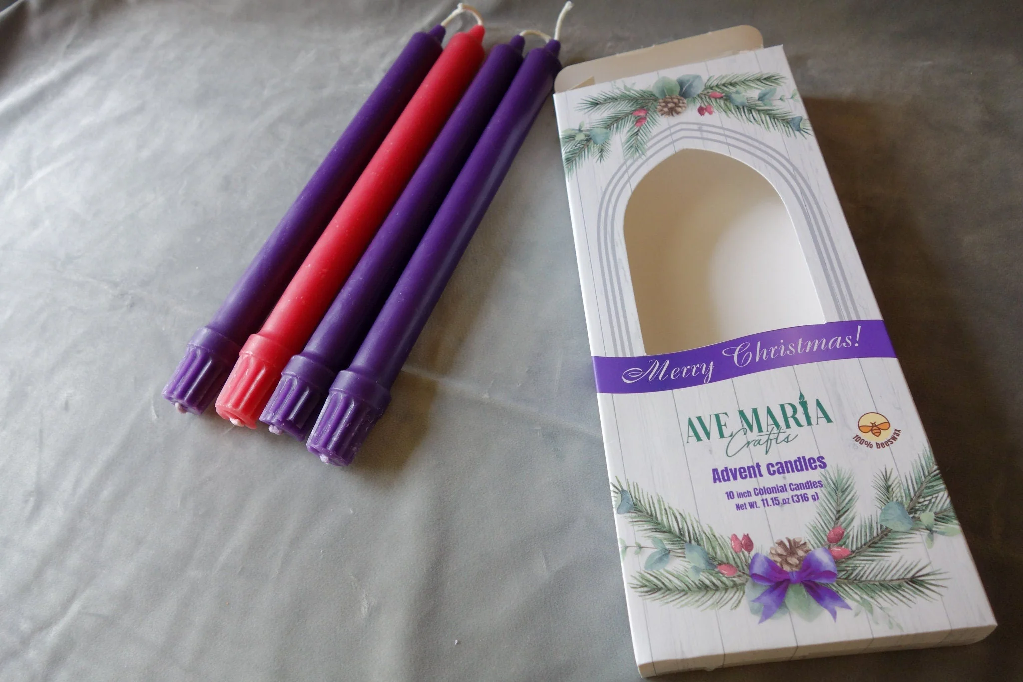 Beeswax Advent Tapers, Set of 4 10 inch Colonial Style - Image 4