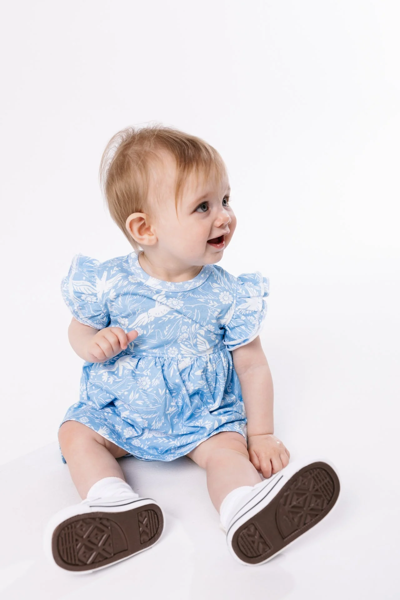 Birds of the Air Short Sleeve Twirl Dress Bodysuit Cotton - Image 2