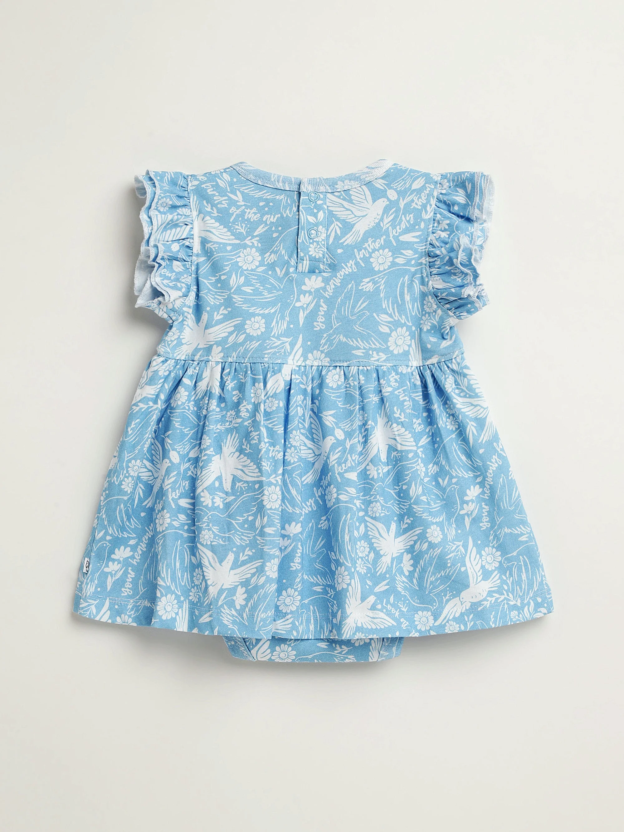 Birds of the Air Short Sleeve Twirl Dress Bodysuit Cotton - Image 3