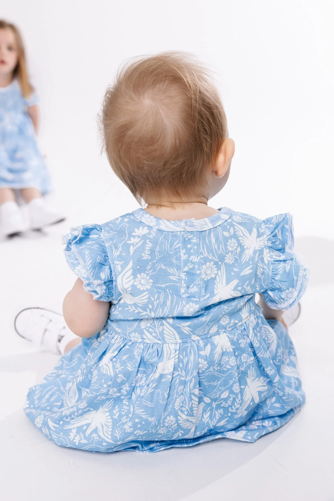 Birds of the Air Short Sleeve Twirl Dress Bodysuit Cotton - Image 5