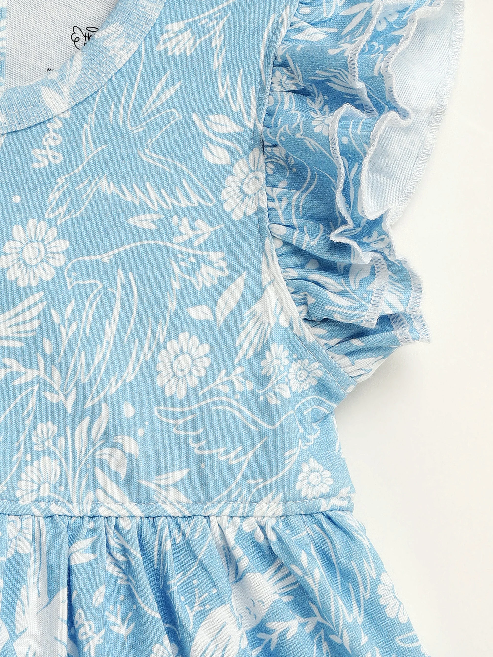 Birds of the Air Short Sleeve Twirl Dress Bodysuit Cotton - Image 8