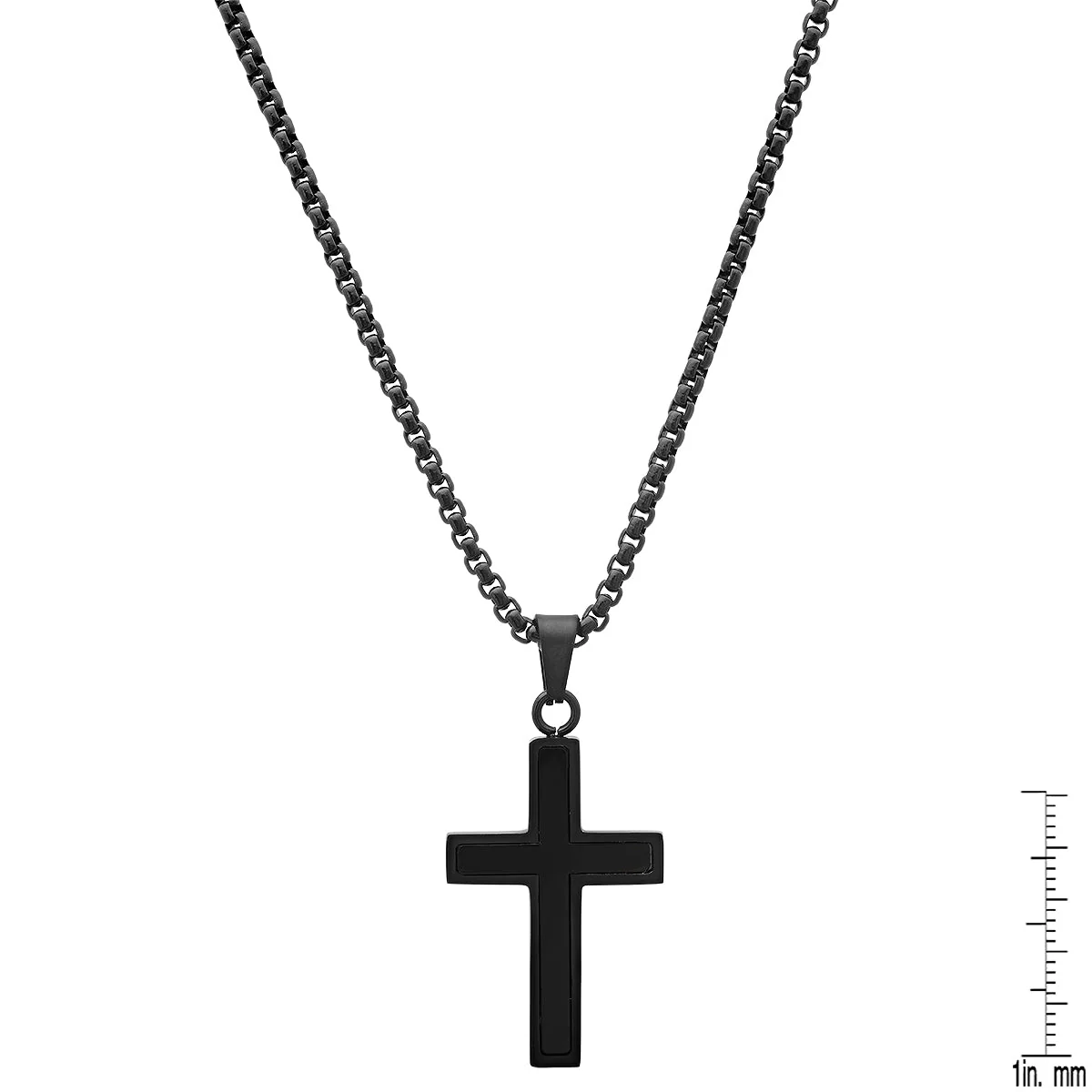 Black Ip Stainless Steel And Simulated Onyx Cross Pendant - Image 3