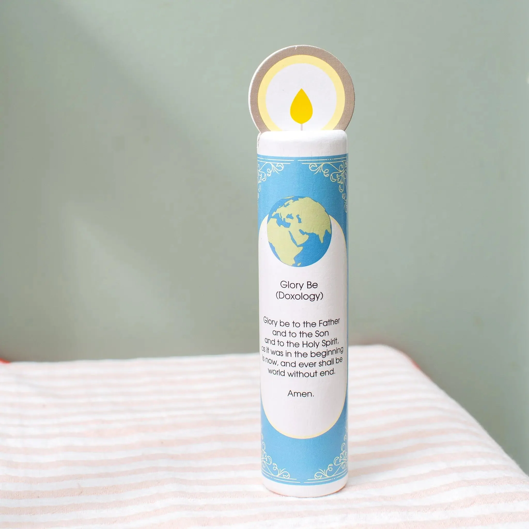 Blessed Trinity (Glory Be) Wooden Prayer Candle - Image 2