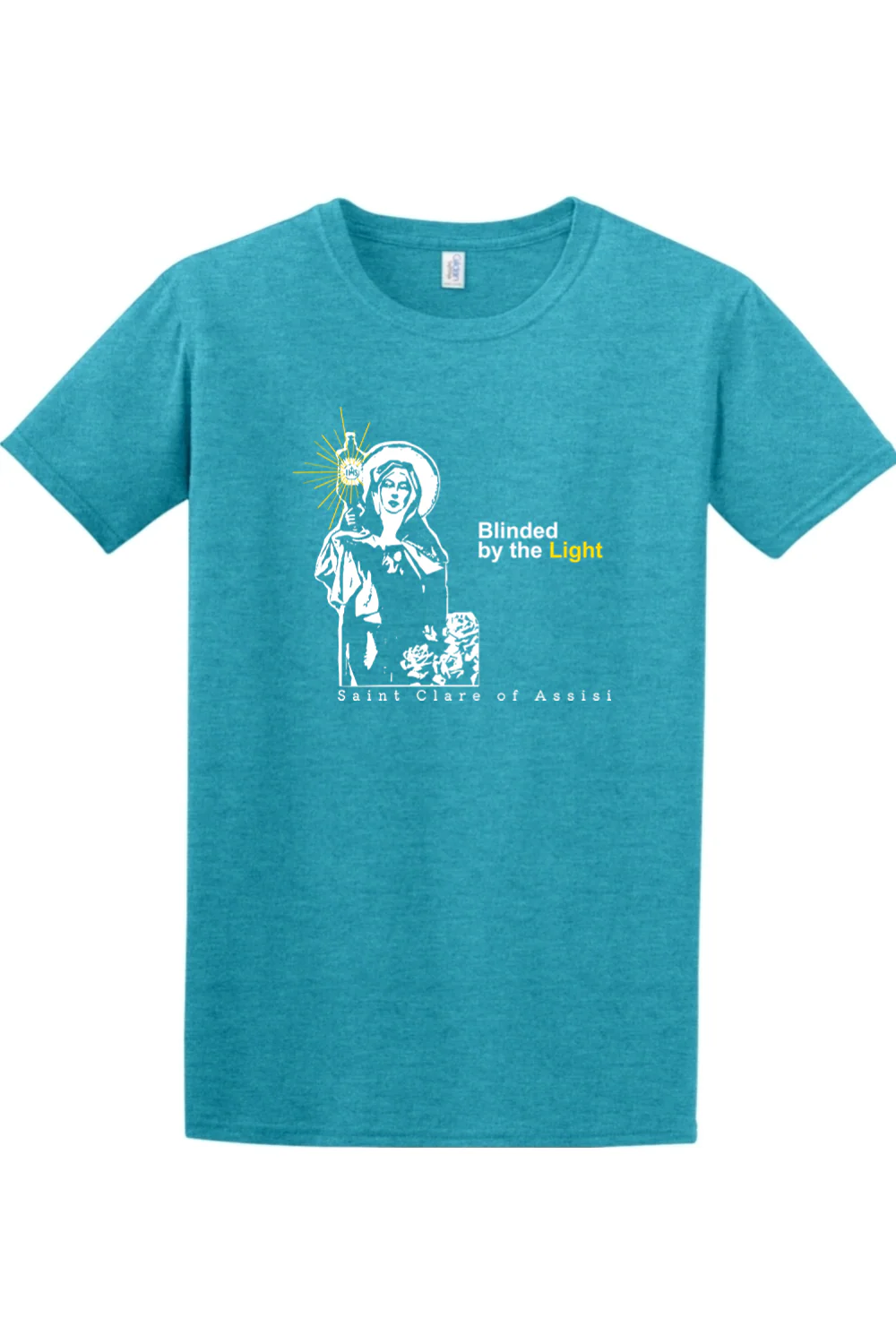 Blinded By The Light - St. Clare of Assisi Adult T-Shirt - Image 2