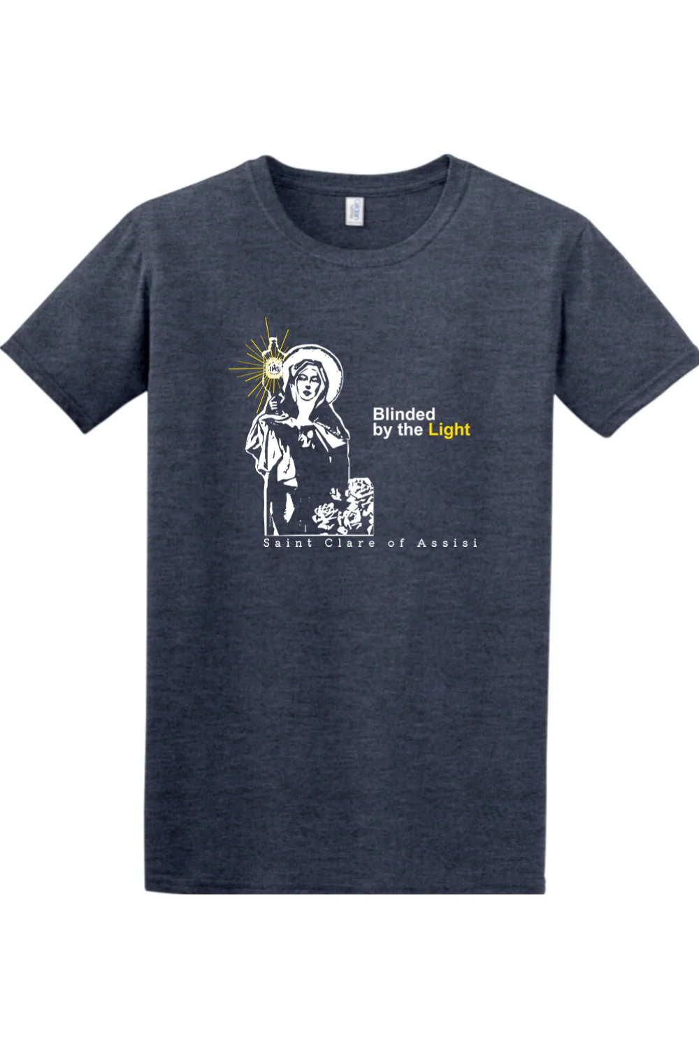 Blinded By The Light - St. Clare of Assisi Adult T-Shirt - Image 4