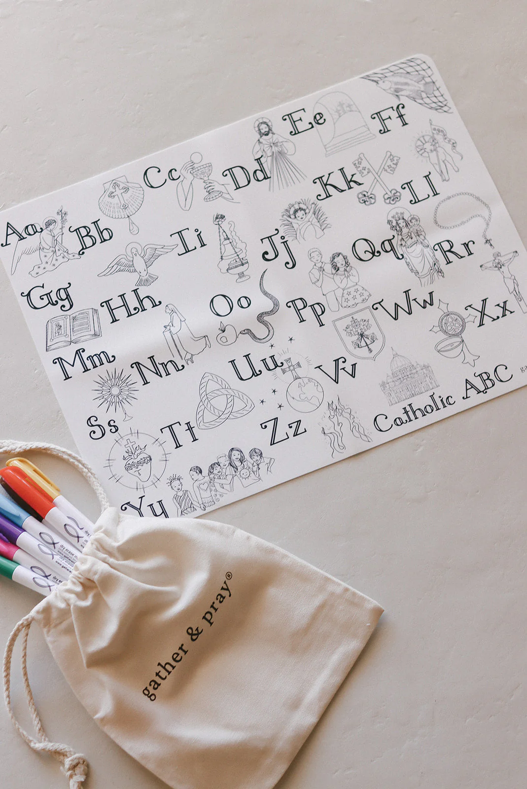 Catholic ABC Reusable Coloring Placemat - Image 3