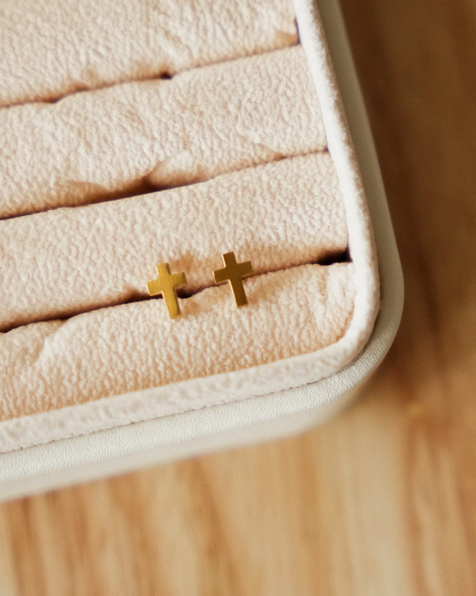 Dainty Cross Stud Earrings // Gold - Image 2