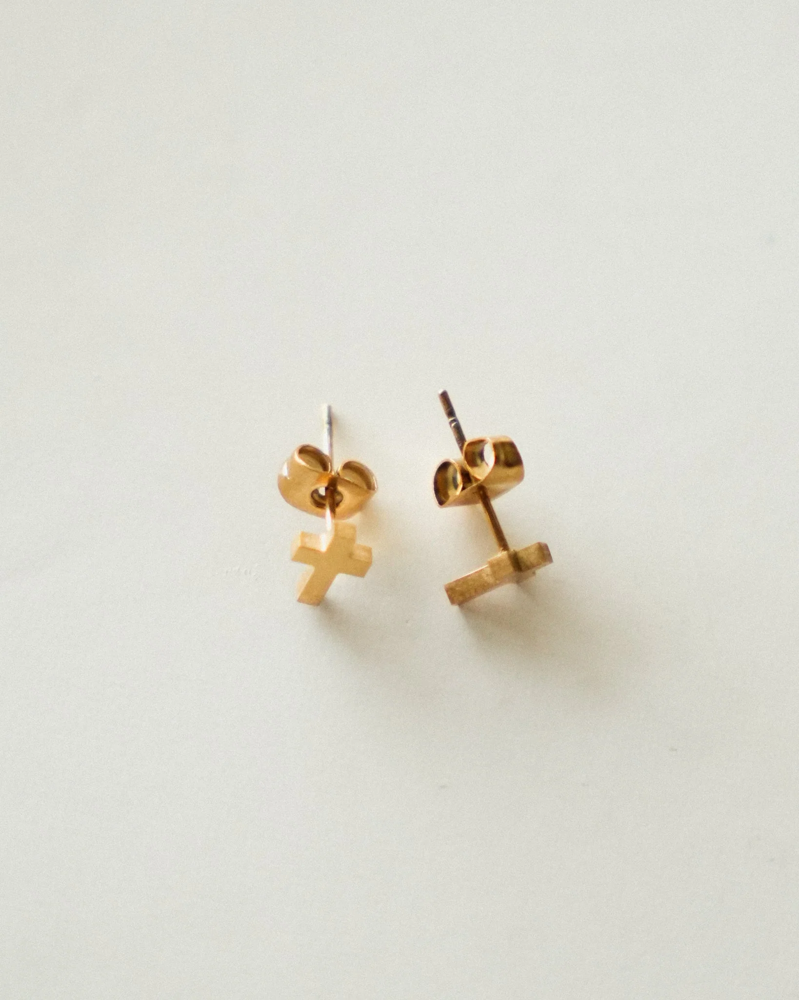 Dainty Cross Stud Earrings // Gold - Image 5