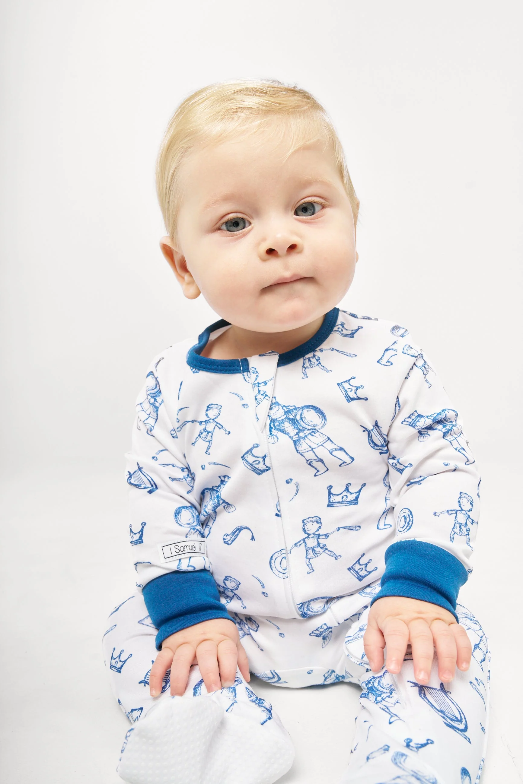 David & Goliath Blue PJ Footed Onesie Cotton - Image 2