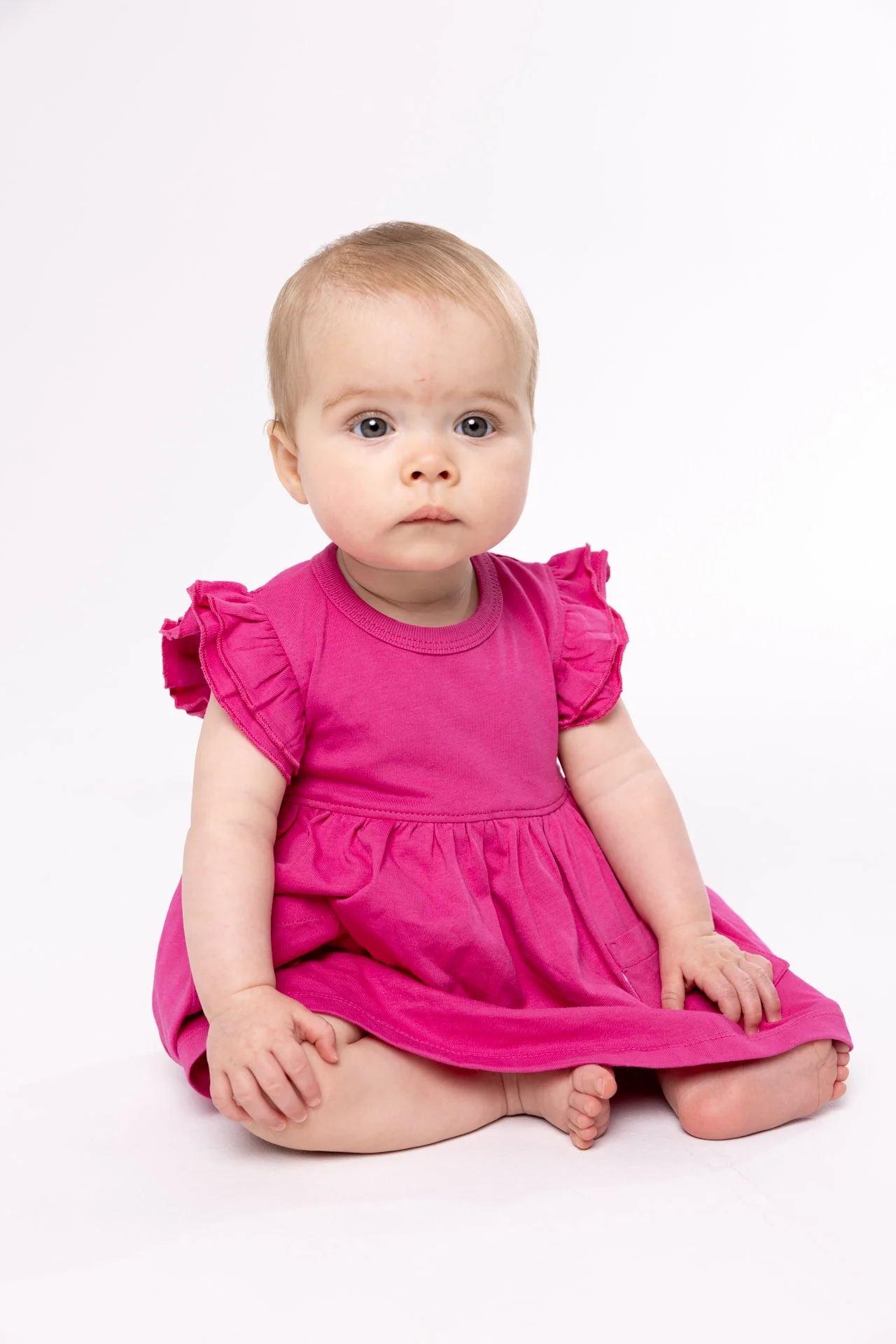 Fuchsia Prayer Pocket Short Sleeve Twirl Dress Bodysuit Cotton - Image 2