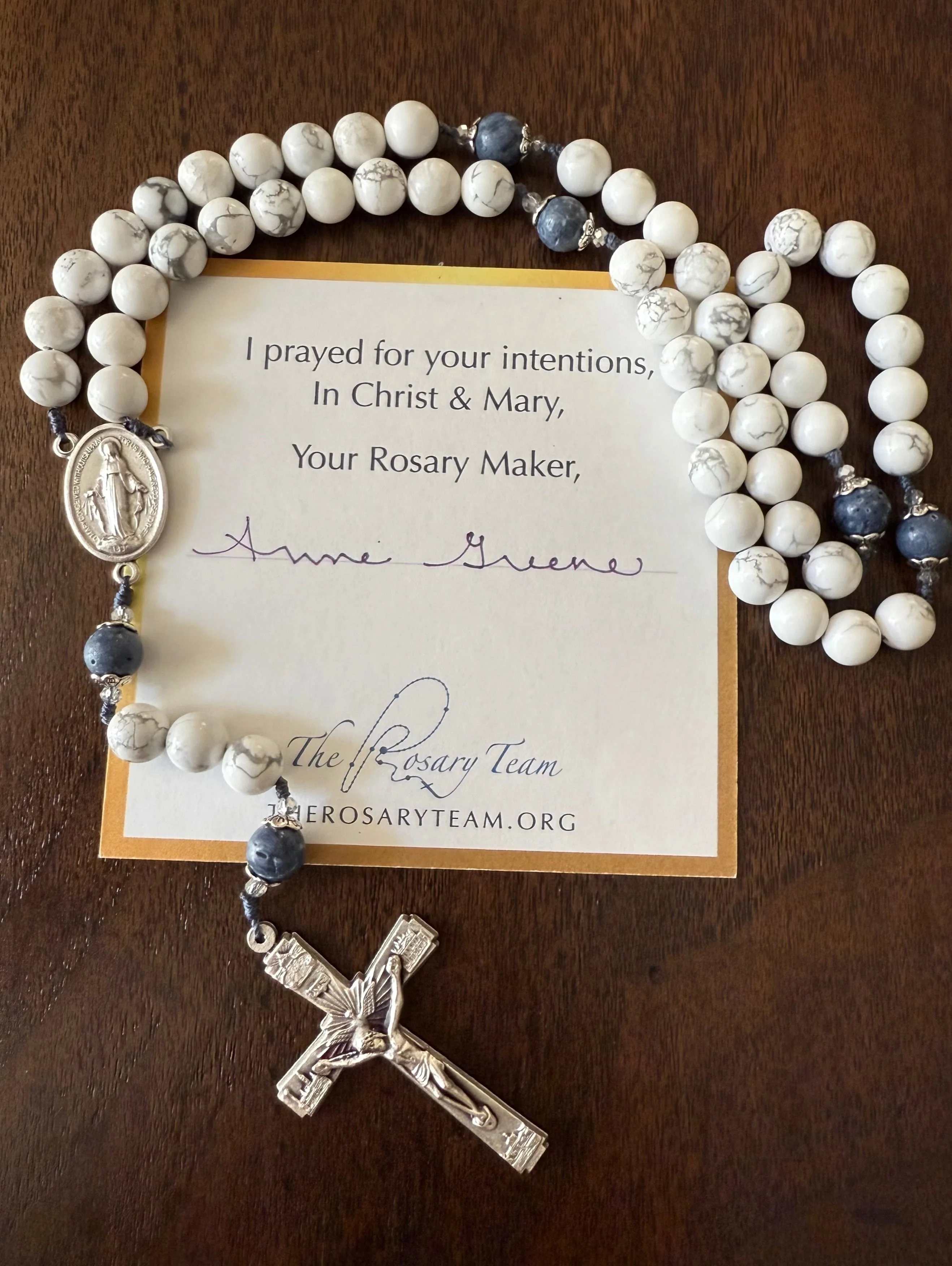 Handmade Gemstone Rosary Howlite & Blue Sponge Coral Beads Bundle - Image 4