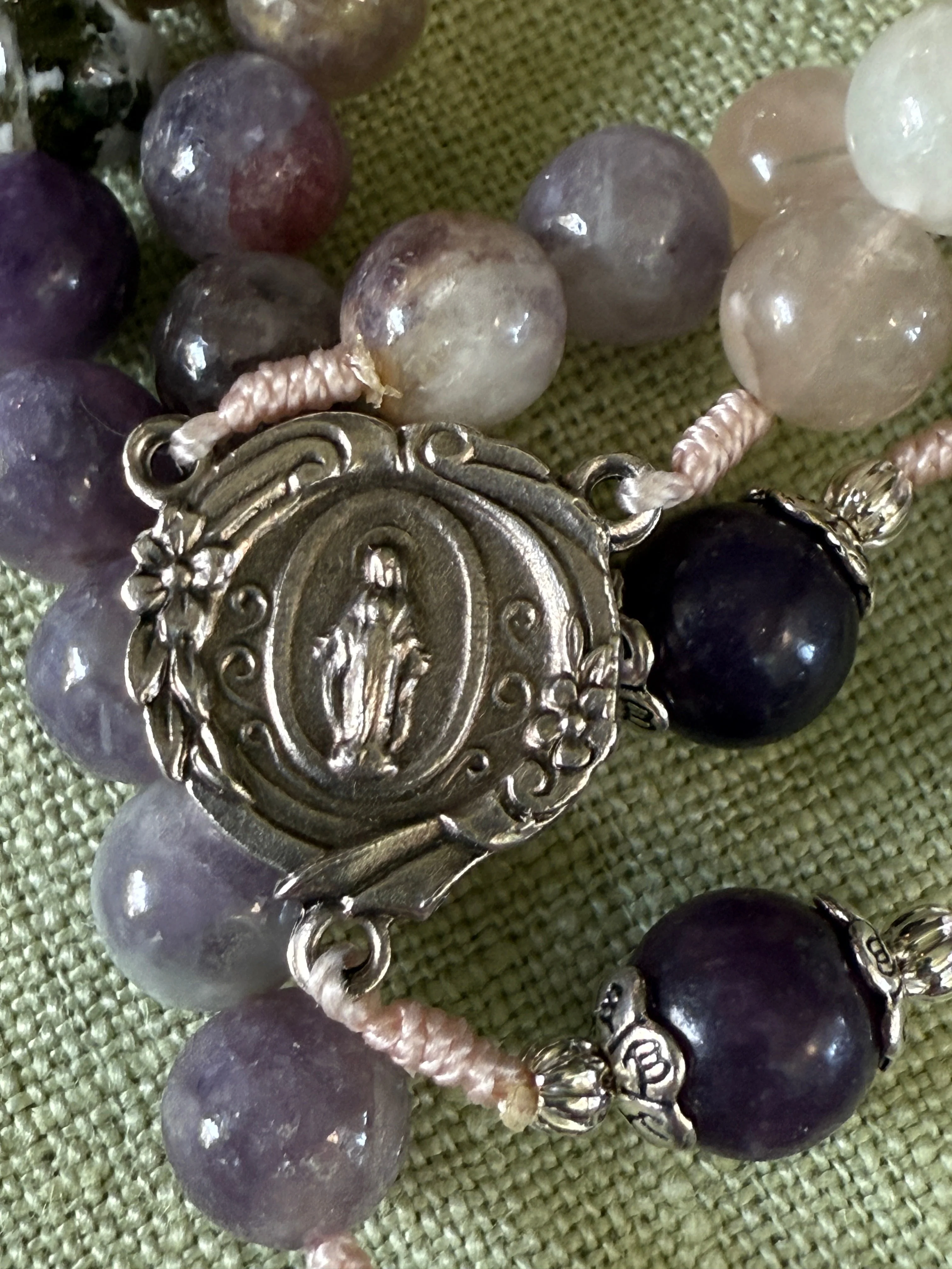 Handmade Gemstone Rosary Pink Tourmaline & Lepidolite Beads Bundle - Image 6