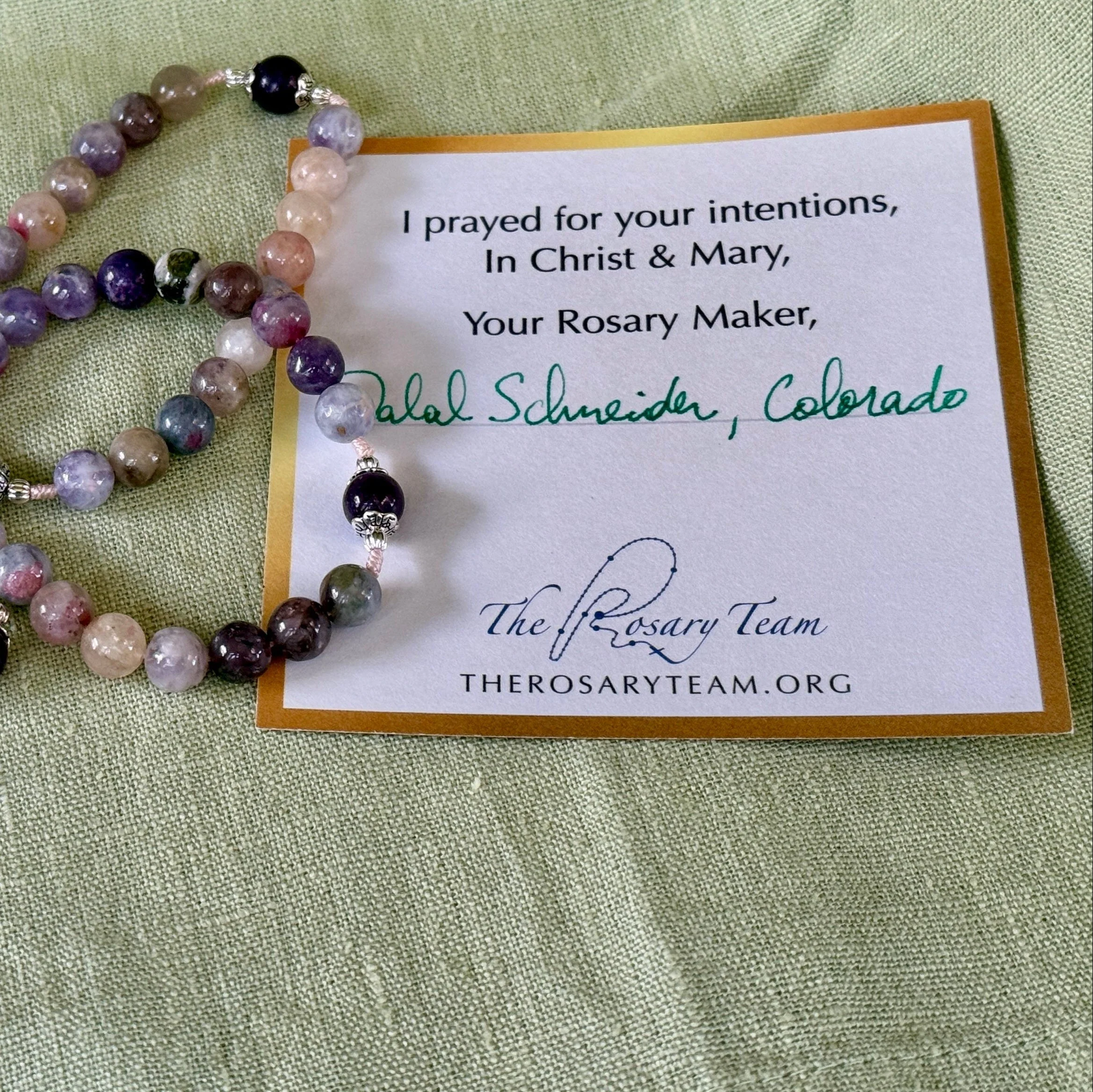 Handmade Gemstone Rosary Pink Tourmaline & Lepidolite Beads Bundle - Image 7