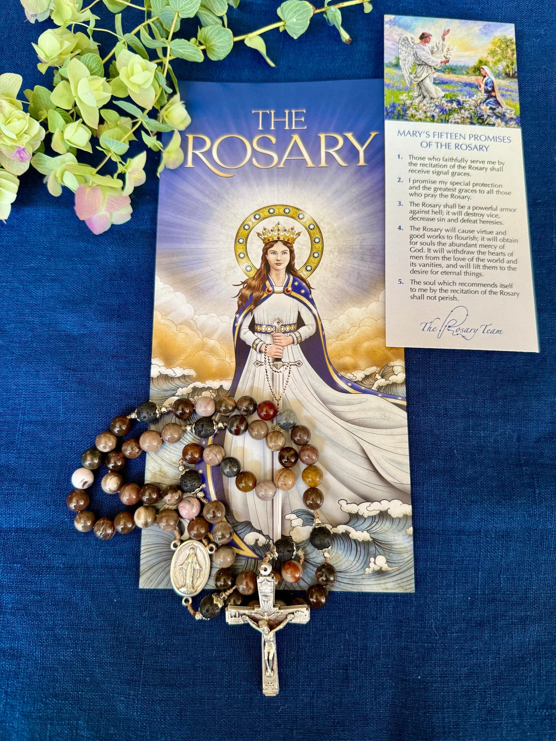 Handmade Petrified Wood & Lava Rock Rosary Bundle - Image 2