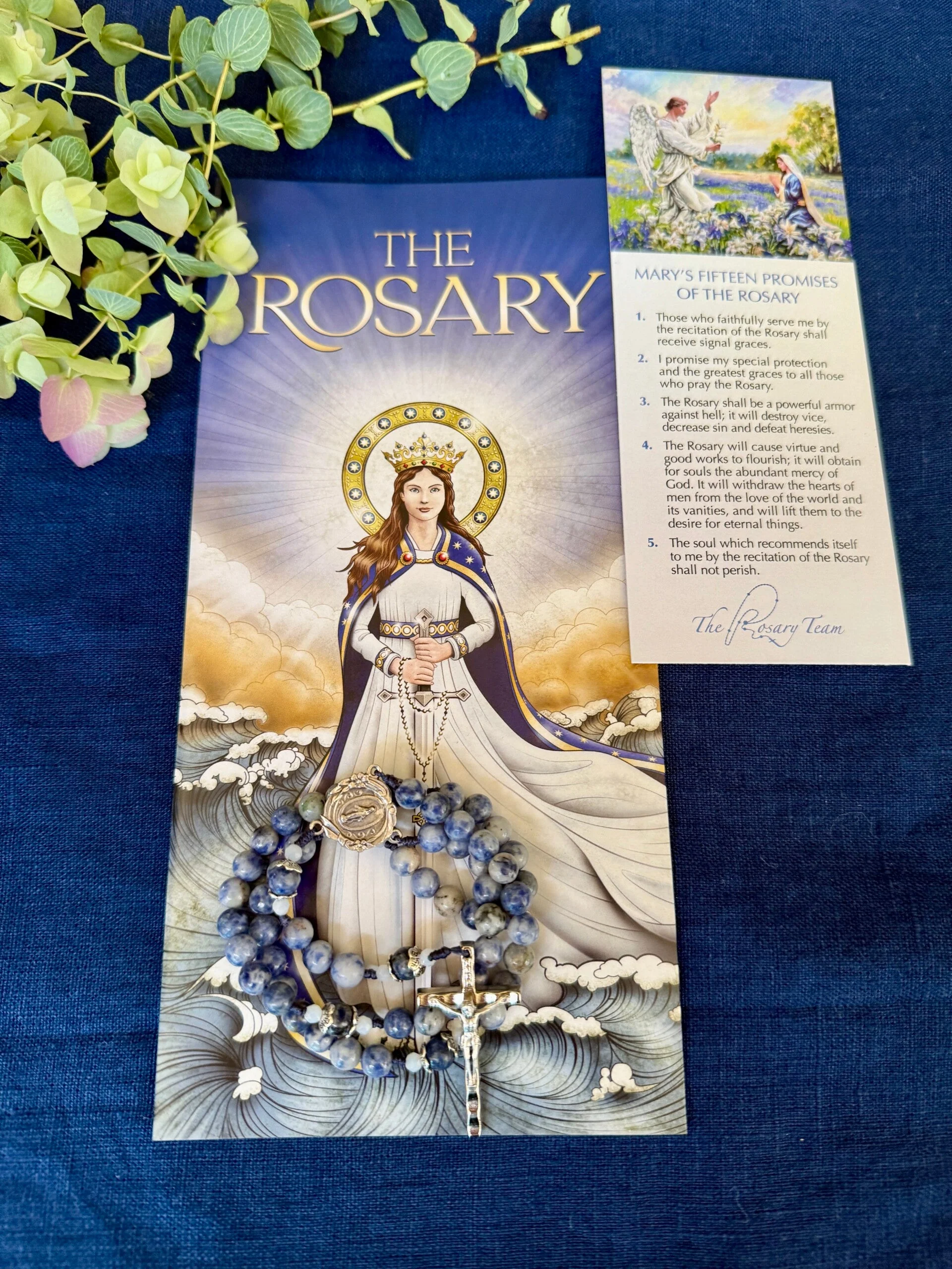 Handmade Snowflake Sodalite Gemstone Rosary Bundle - Image 2