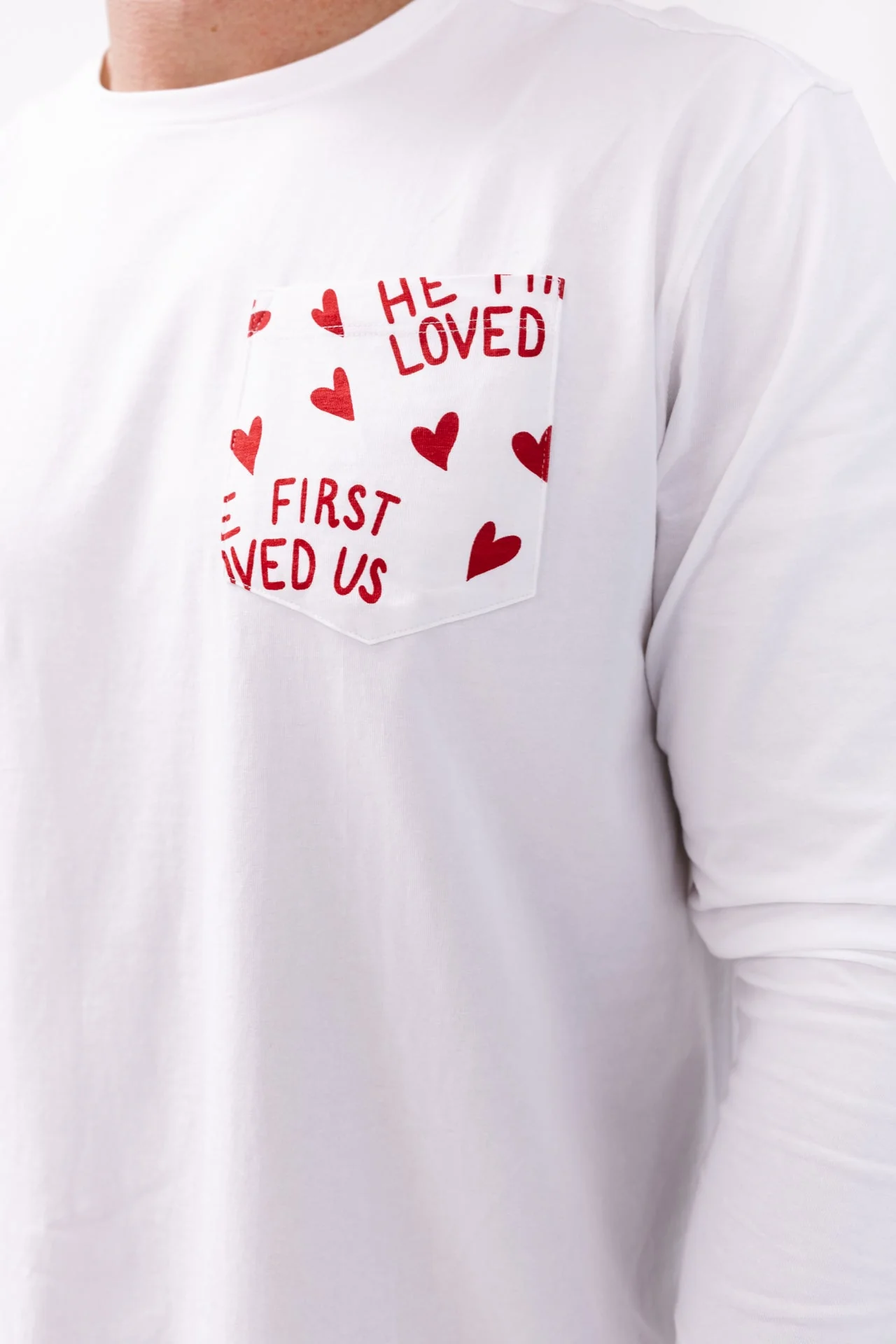He First Loved Us Red Men's PJ Set Cotton - Image 2