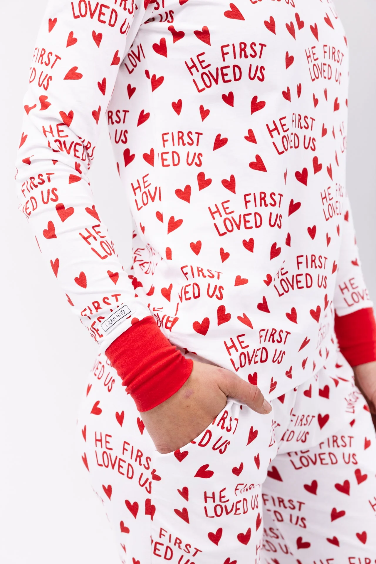 He First Loved Us Red Women's PJ Set Cotton - Image 2