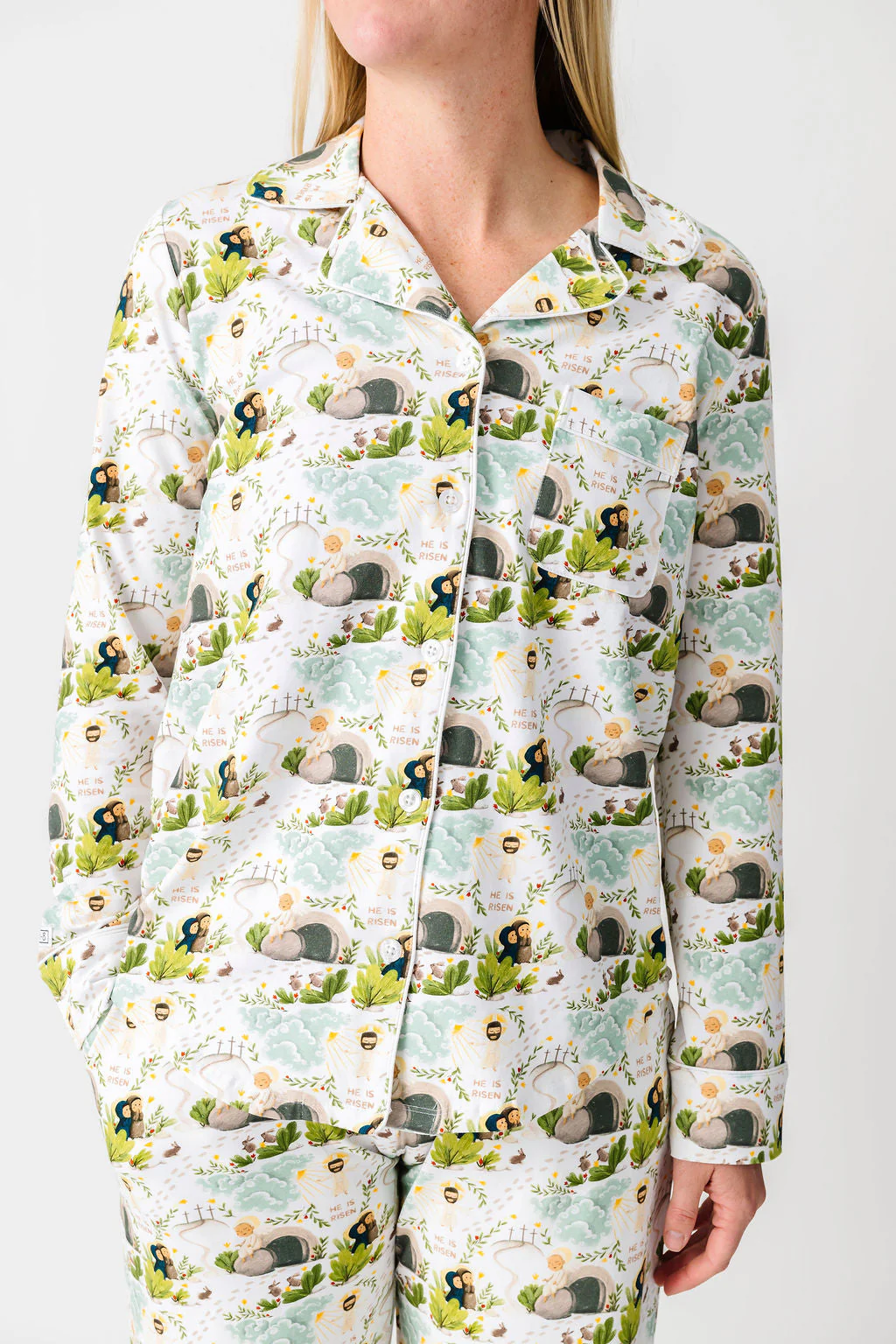 He Is Risen Women's PJ Notch Collar Set Cotton - Image 2