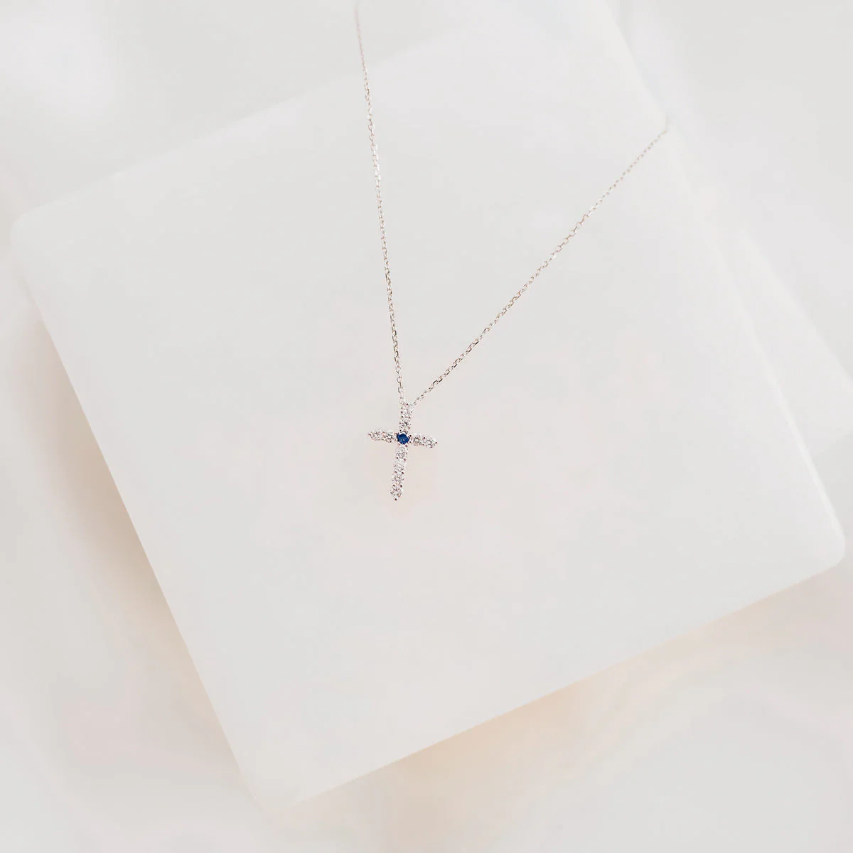 Heart of Mary Diamond and Sapphire Necklace - Image 3