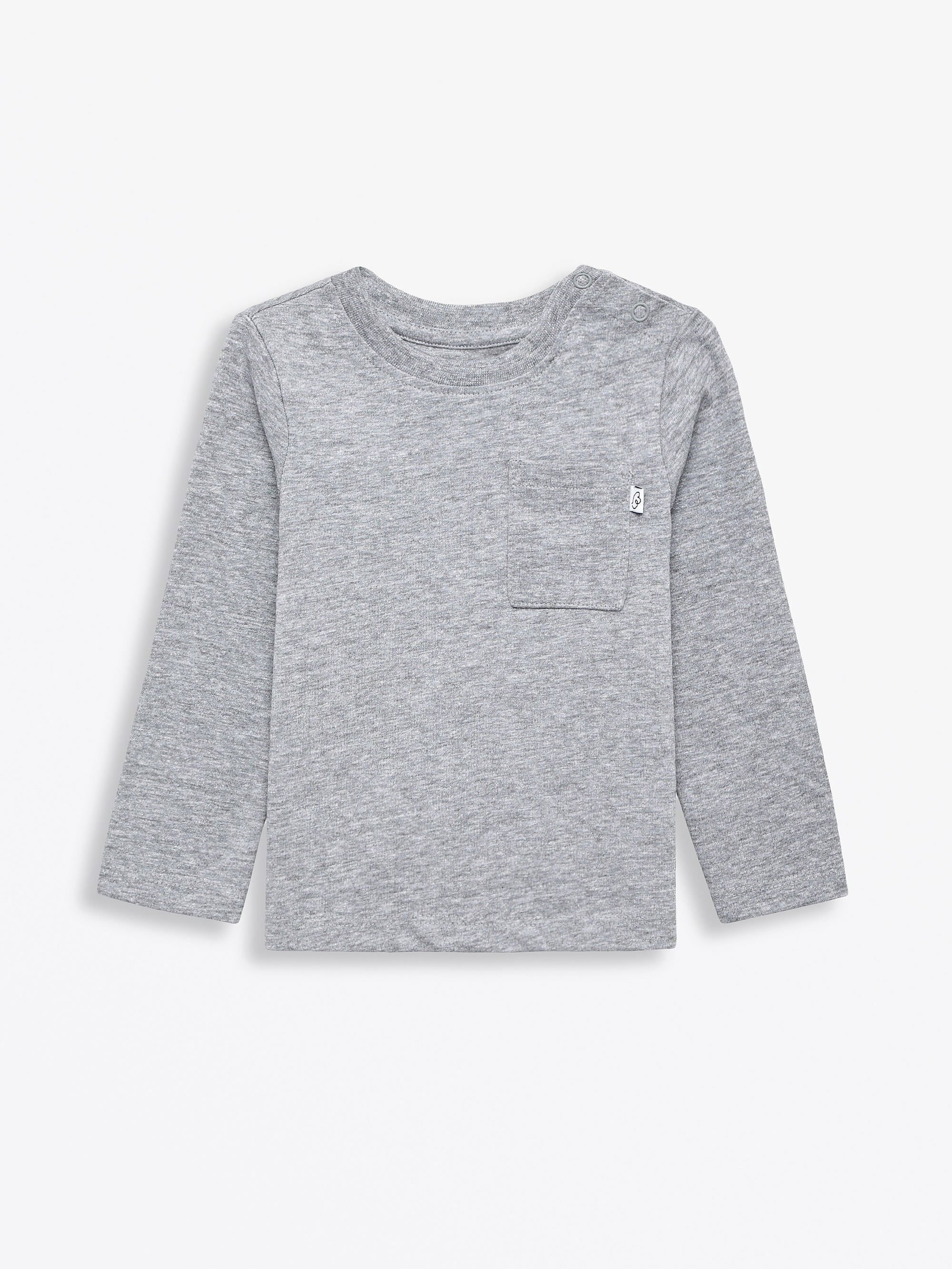 Heather Gray Prayer Pocket Long Sleeve T-Shirt Cotton - Image 2