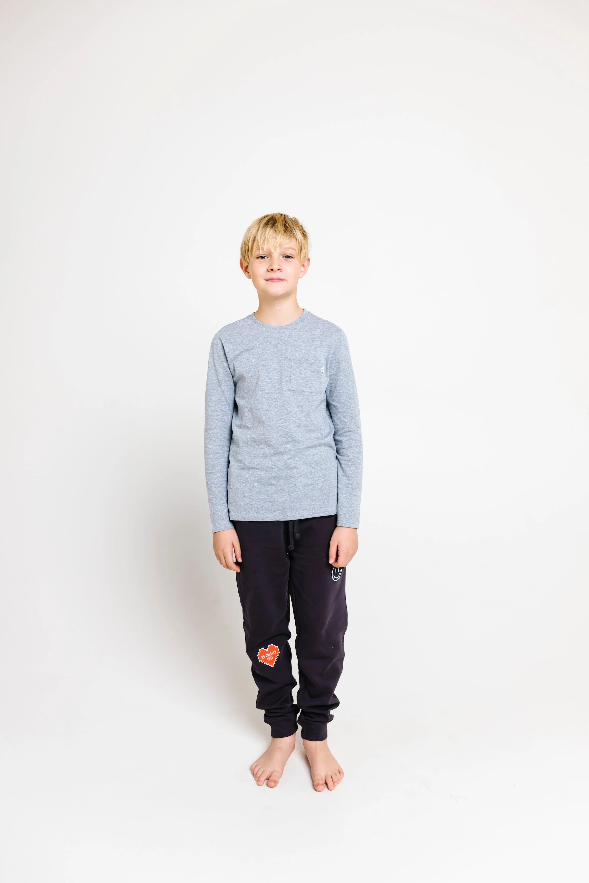Heather Gray Prayer Pocket Long Sleeve T-Shirt Cotton - Image 3
