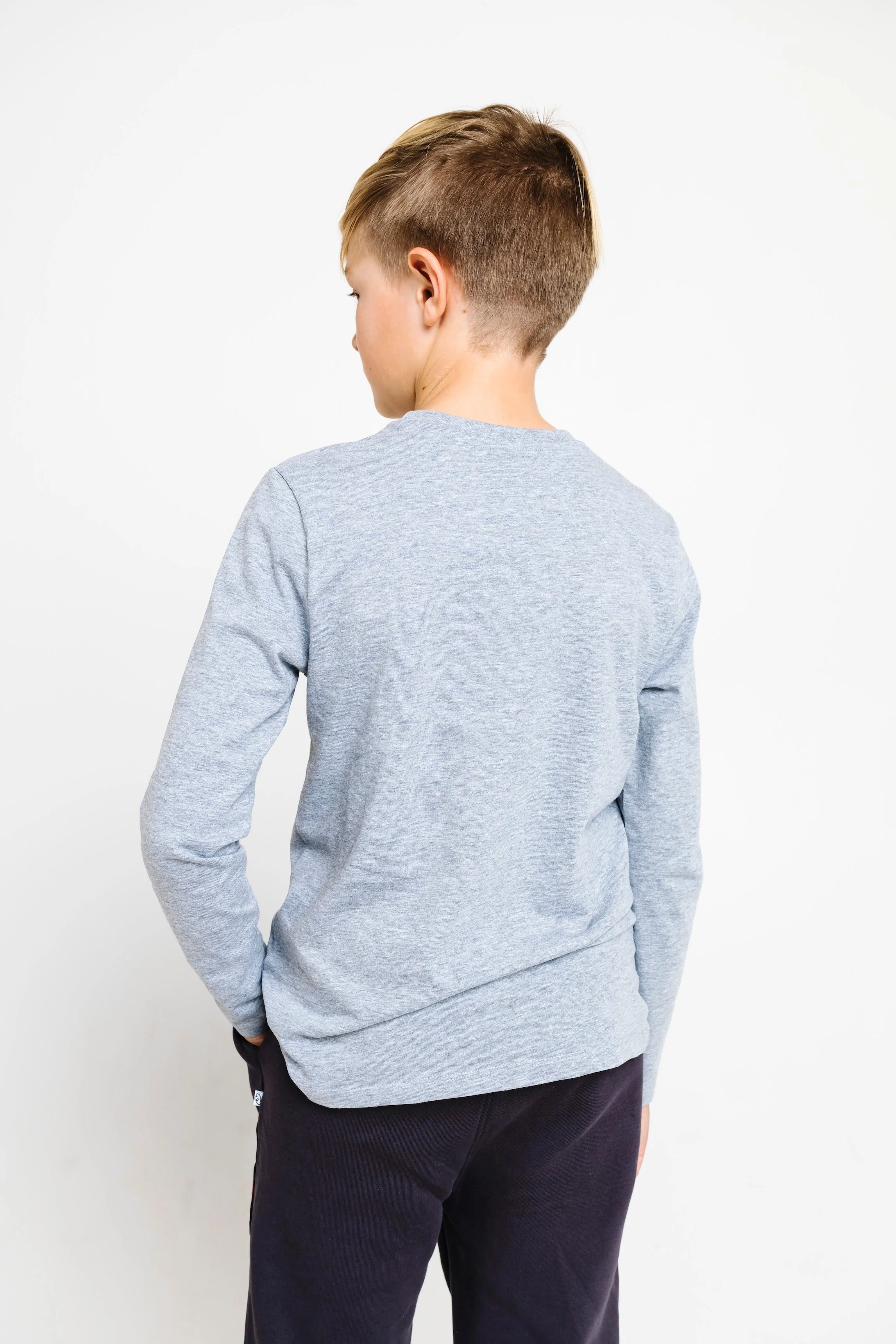 Heather Gray Prayer Pocket Long Sleeve T-Shirt Cotton - Image 7