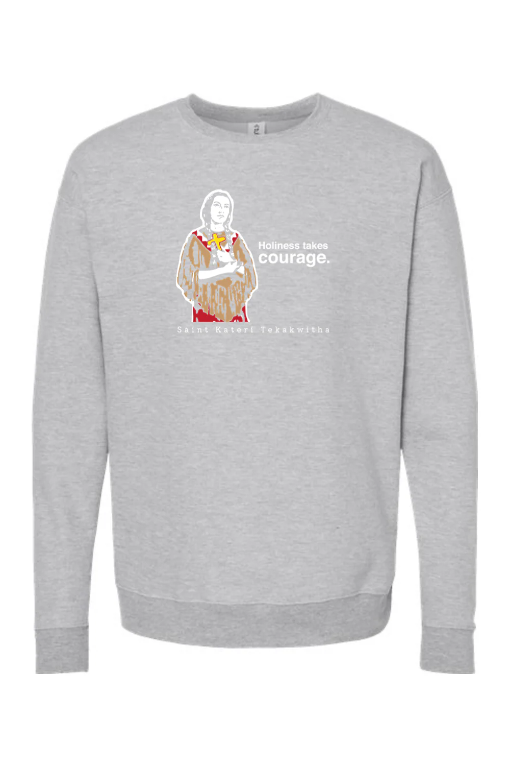 Holiness Takes Courage - St. Kateri Tekakwitha Crewneck Sweatshirt - Image 5
