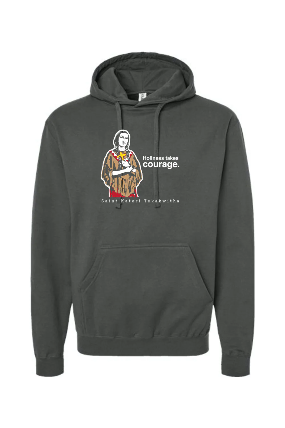 Holiness Takes Courage - St. Kateri Tekakwitha Hoodie Sweatshirt - Image 3