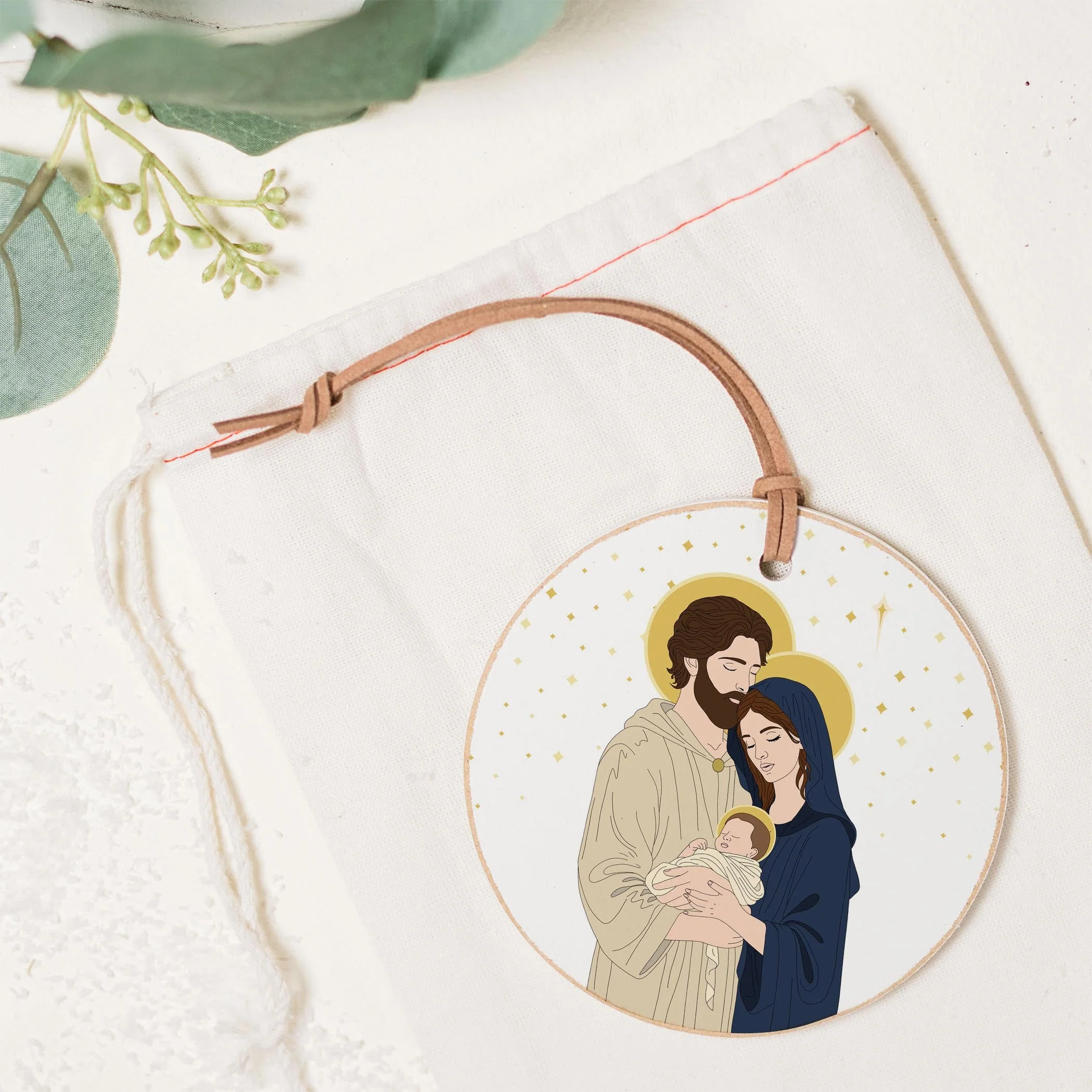 Holy Family Stars 4" Round Ornament - Image 2