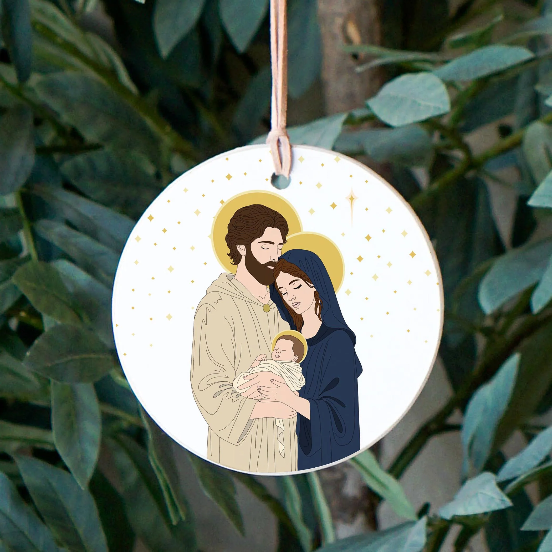 Holy Family Stars 4" Round Ornament - Image 3