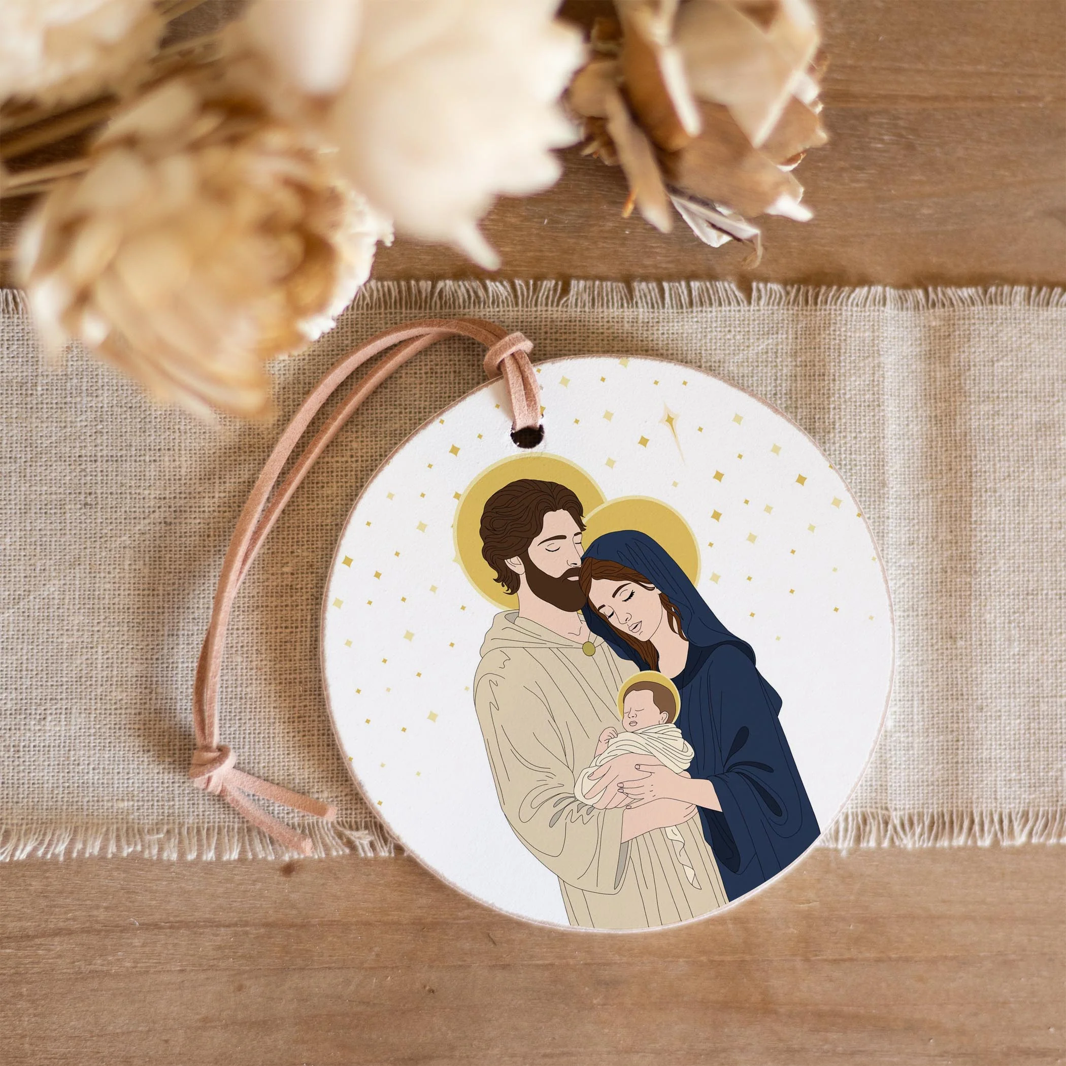 Holy Family Stars 4" Round Ornament - Image 4