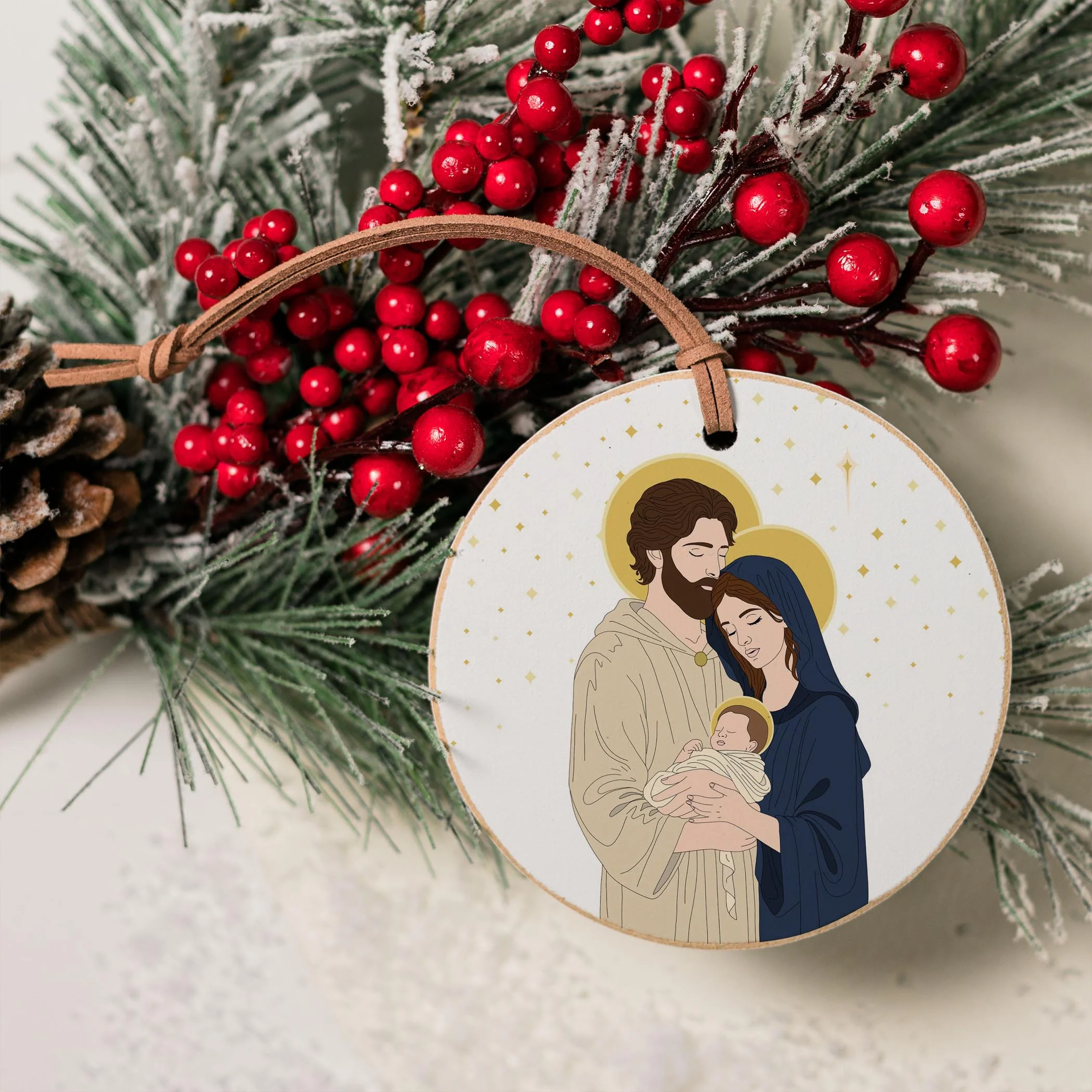 Holy Family Stars 4" Round Ornament - Image 5