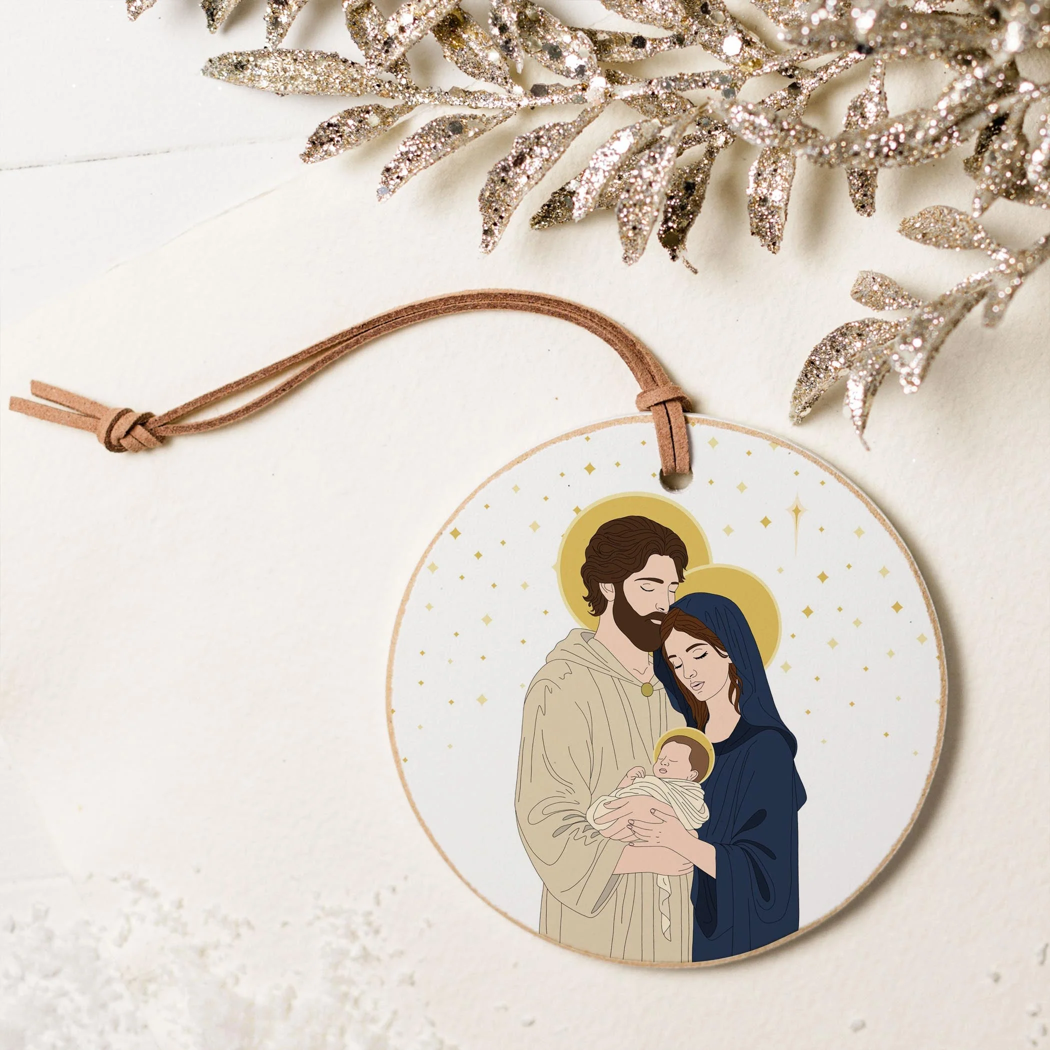 Holy Family Stars 4" Round Ornament - Image 6
