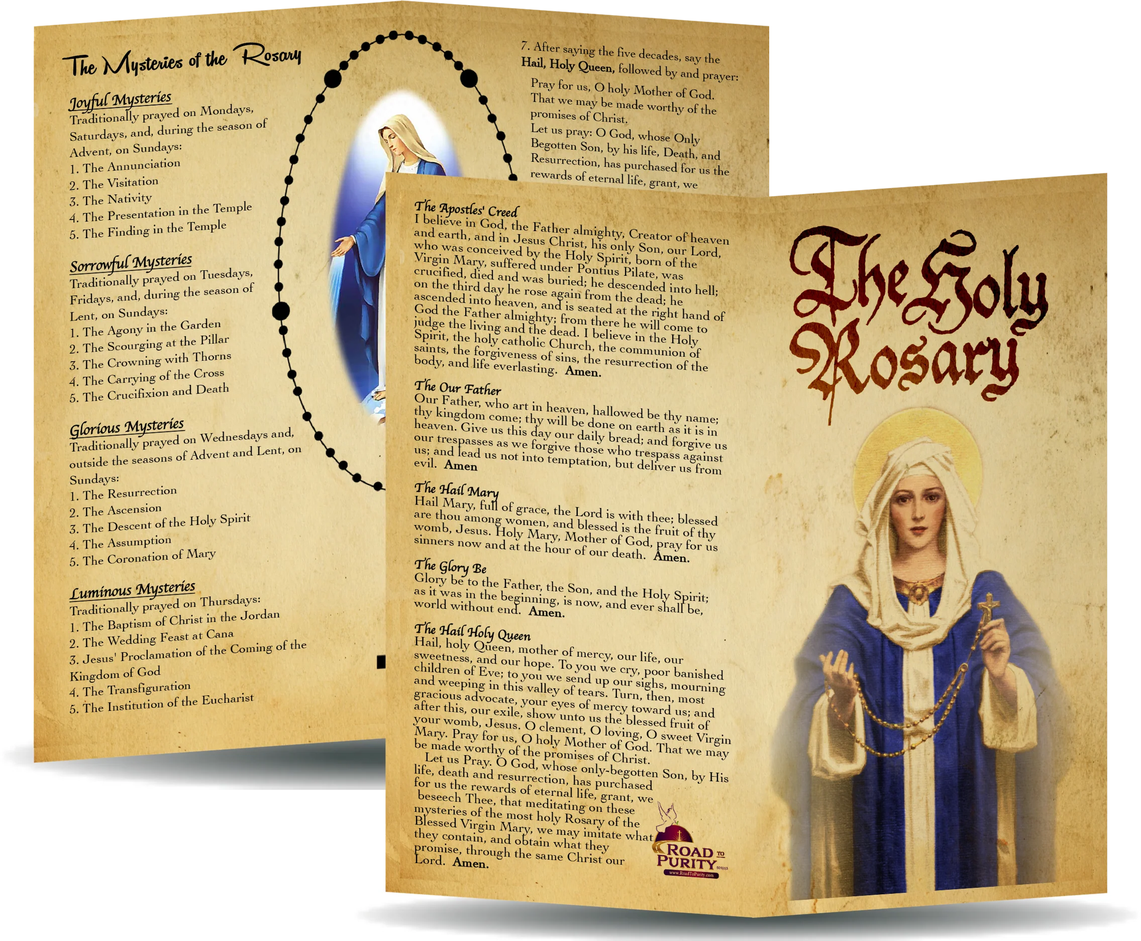 Holy Rosary - Prayer Card / 3x 6" folded (c)
