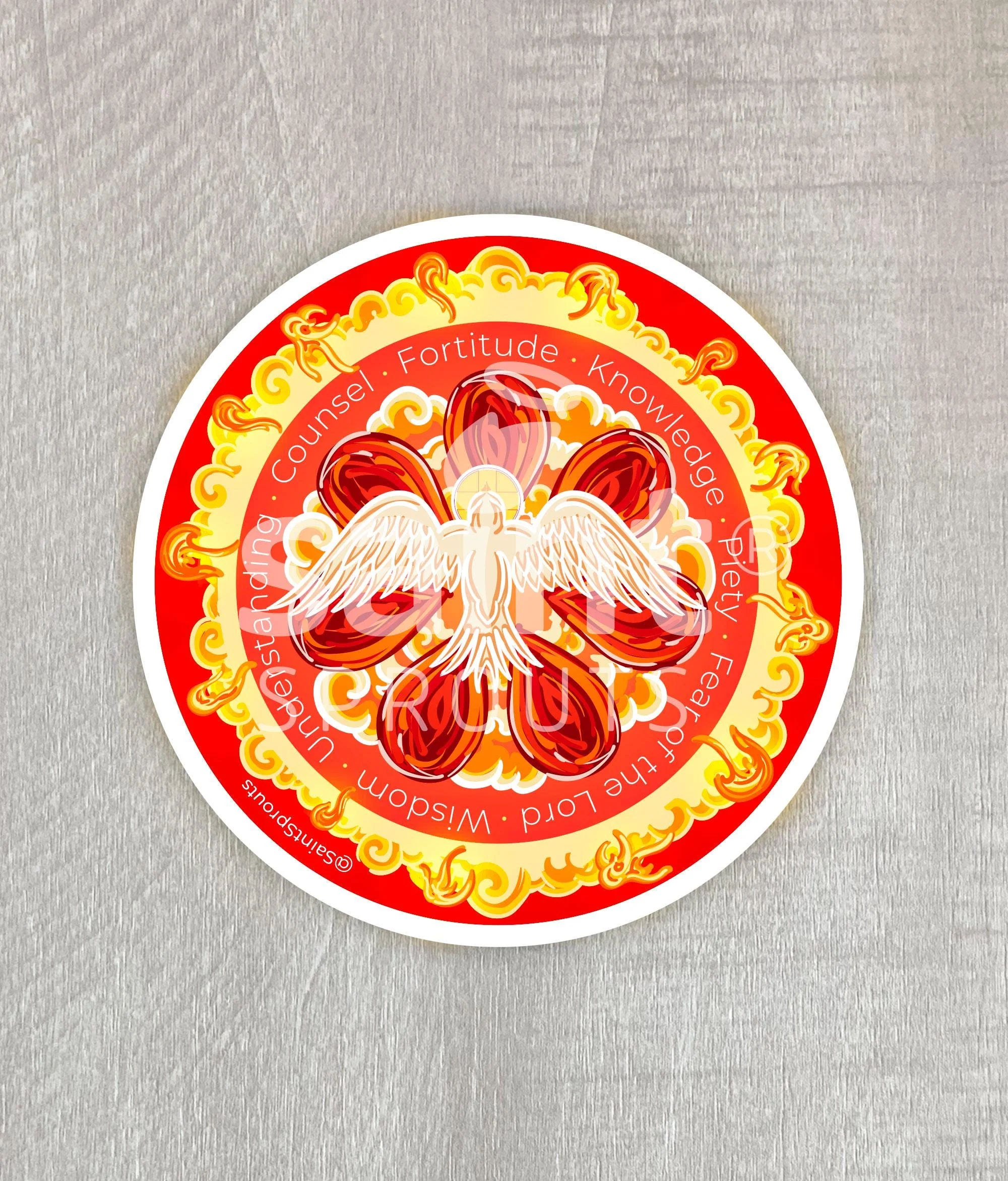 Holy Spirit Catholic Sticker – Dove and Tongues of Fire - Image 4
