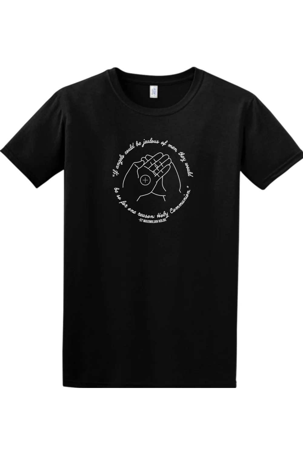 If Angels Could Be Jealous - St. Maximilian Kolbe Adult T-shirt - Image 3