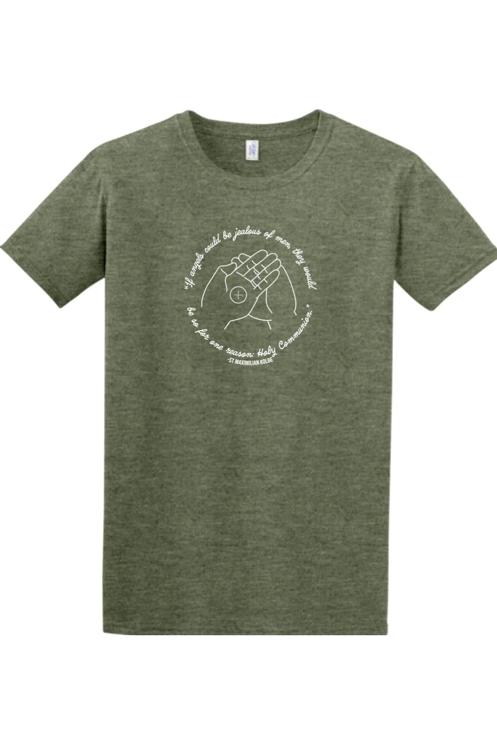 If Angels Could Be Jealous - St. Maximilian Kolbe Adult T-shirt - Image 4