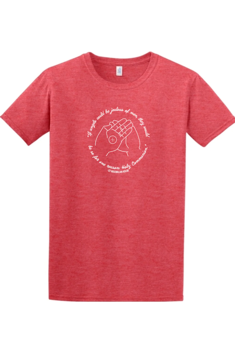 If Angels Could Be Jealous - St. Maximilian Kolbe Adult T-shirt - Image 7