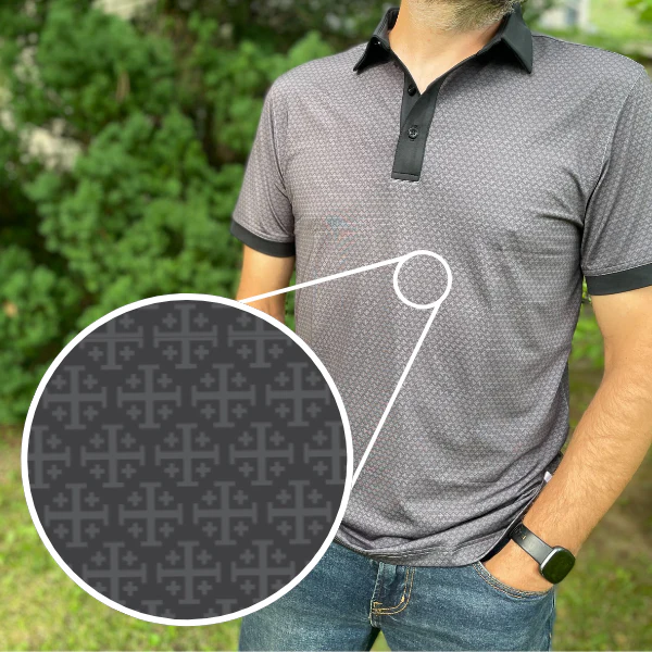 Jerusalem Cross Catholic Men's Performance Polo - Image 2