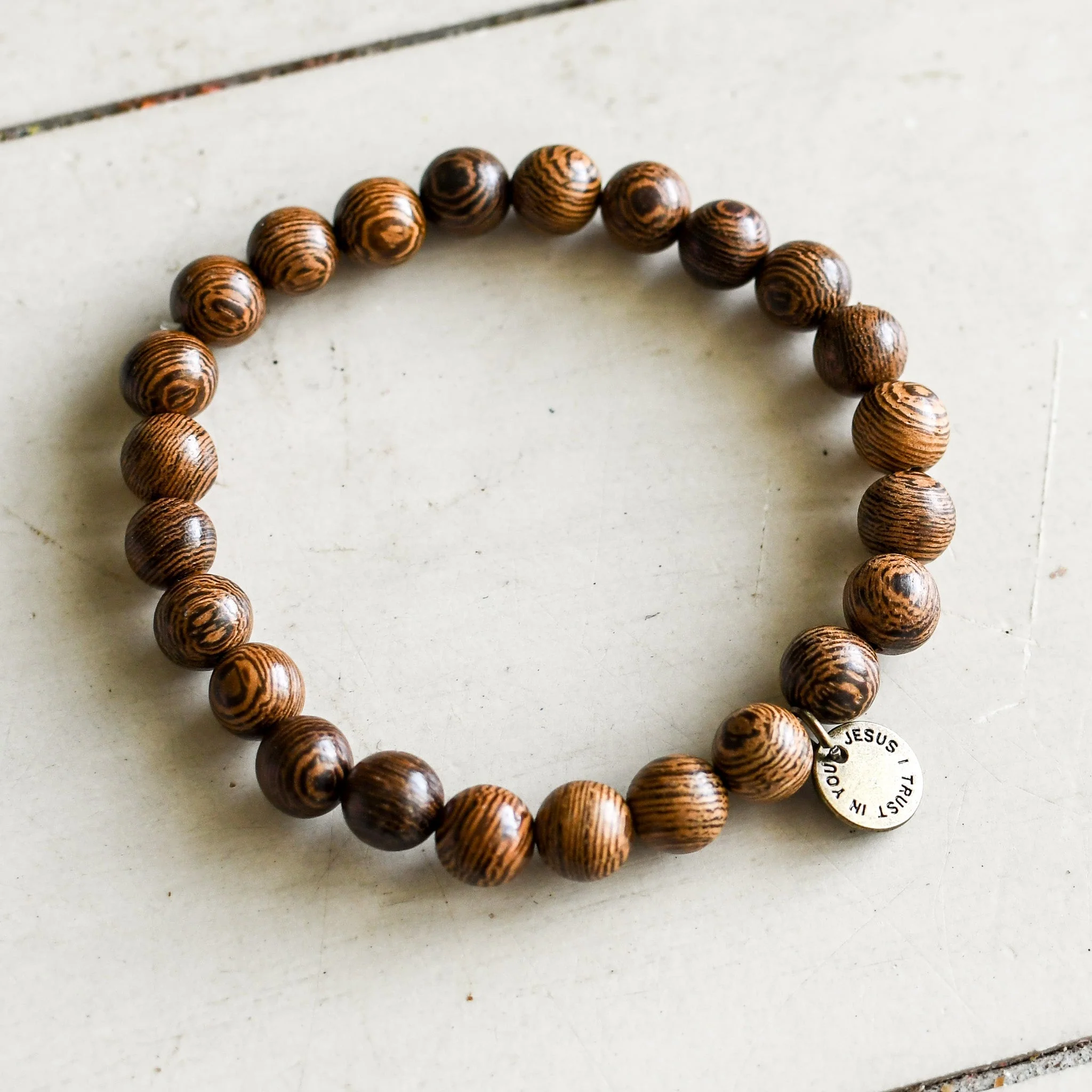 Jesus I Trust in You Wooden Bracelet - Image 3